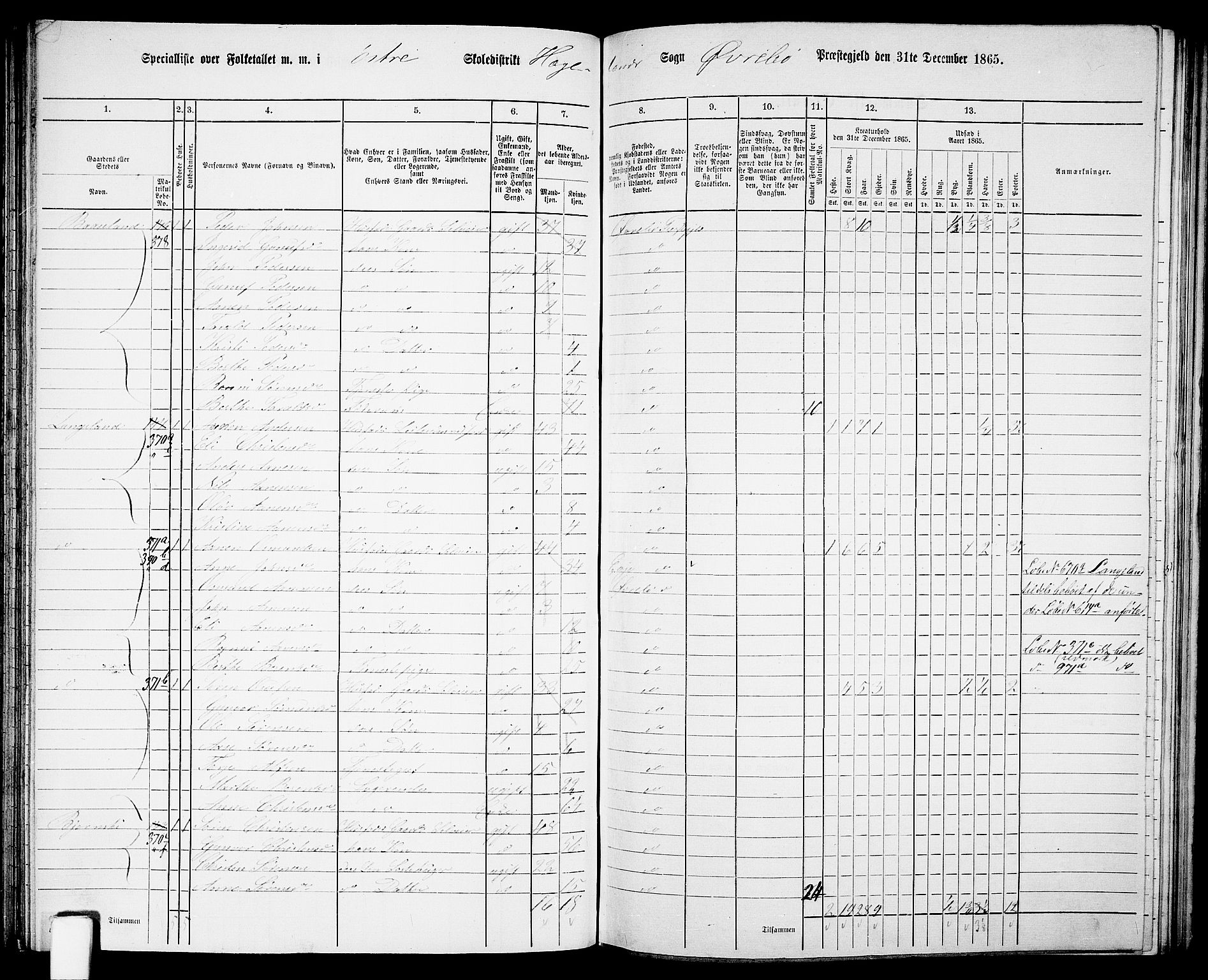 RA, Folketelling 1865 for 1016P Øvrebø prestegjeld, 1865, s. 79