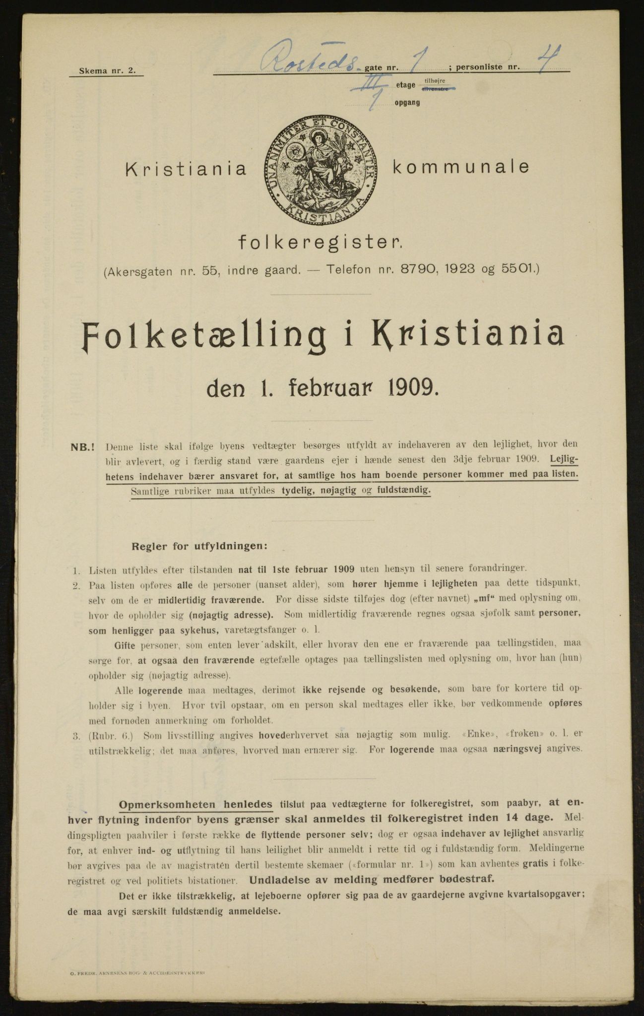 OBA, Kommunal folketelling 1.2.1909 for Kristiania kjøpstad, 1909, s. 76303