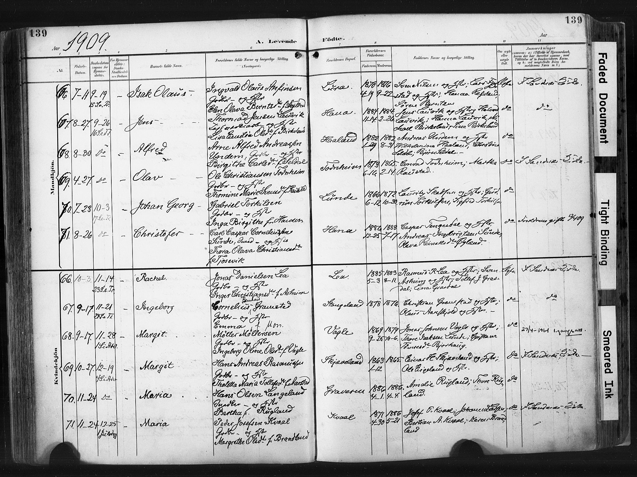 Høyland sokneprestkontor, AV/SAST-A-101799/001/30BA/L0015: Ministerialbok nr. A 14, 1899-1911, s. 139