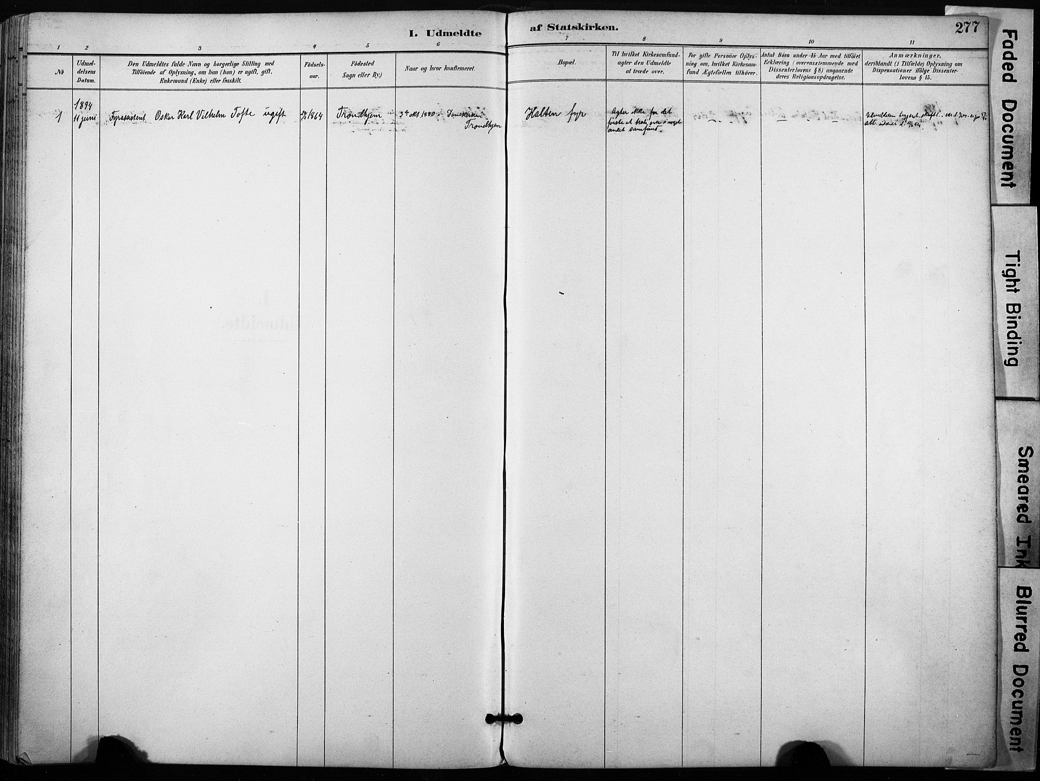 Ministerialprotokoller, klokkerbøker og fødselsregistre - Sør-Trøndelag, AV/SAT-A-1456/640/L0579: Ministerialbok nr. 640A04, 1889-1902, s. 277