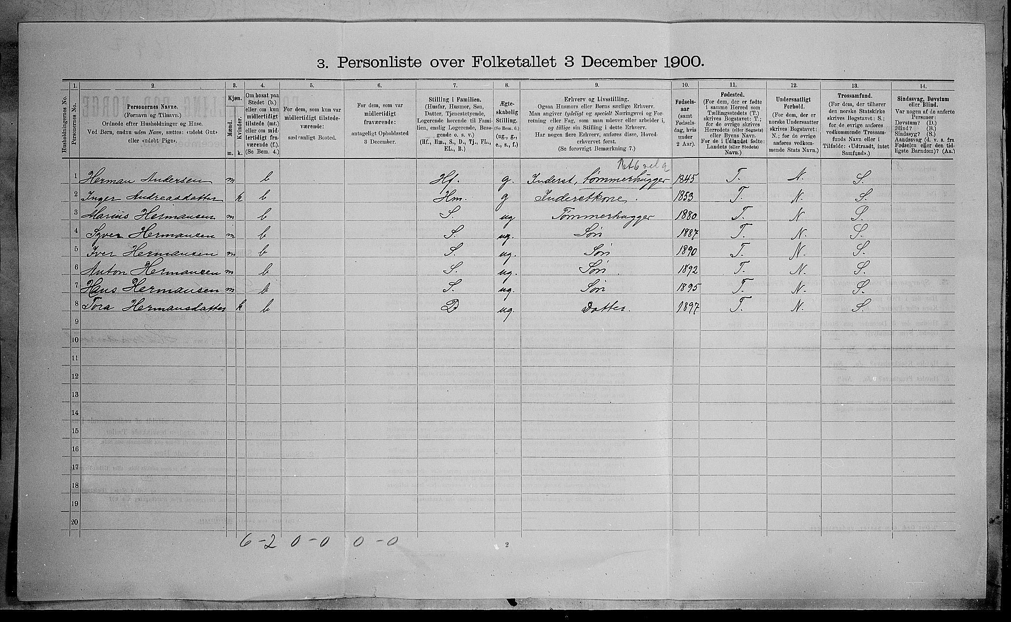 SAH, Folketelling 1900 for 0536 Søndre Land herred, 1900, s. 320