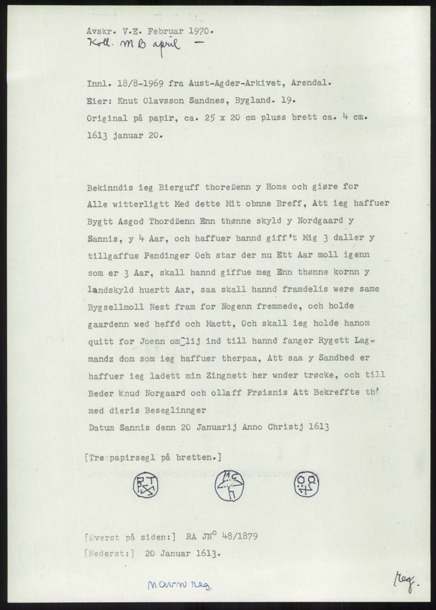 Samlinger til kildeutgivelse, Diplomavskriftsamlingen, AV/RA-EA-4053/H/Ha, s. 1903