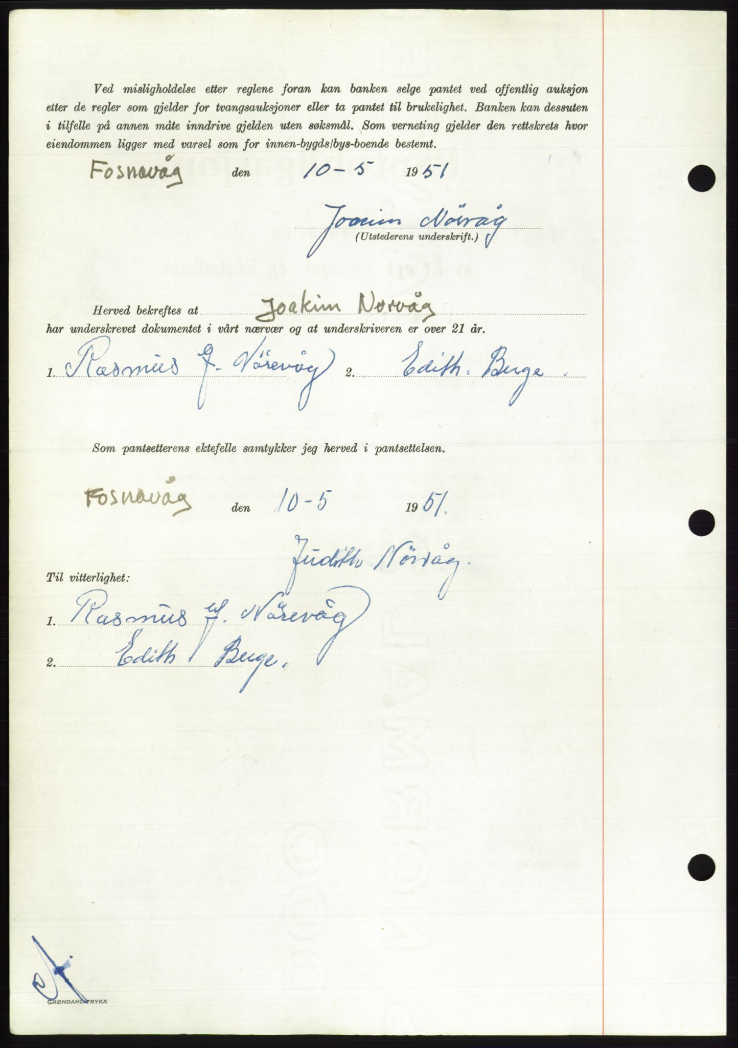 Søre Sunnmøre sorenskriveri, AV/SAT-A-4122/1/2/2C/L0120: Pantebok nr. 8B, 1951-1951, Dagboknr: 927/1951