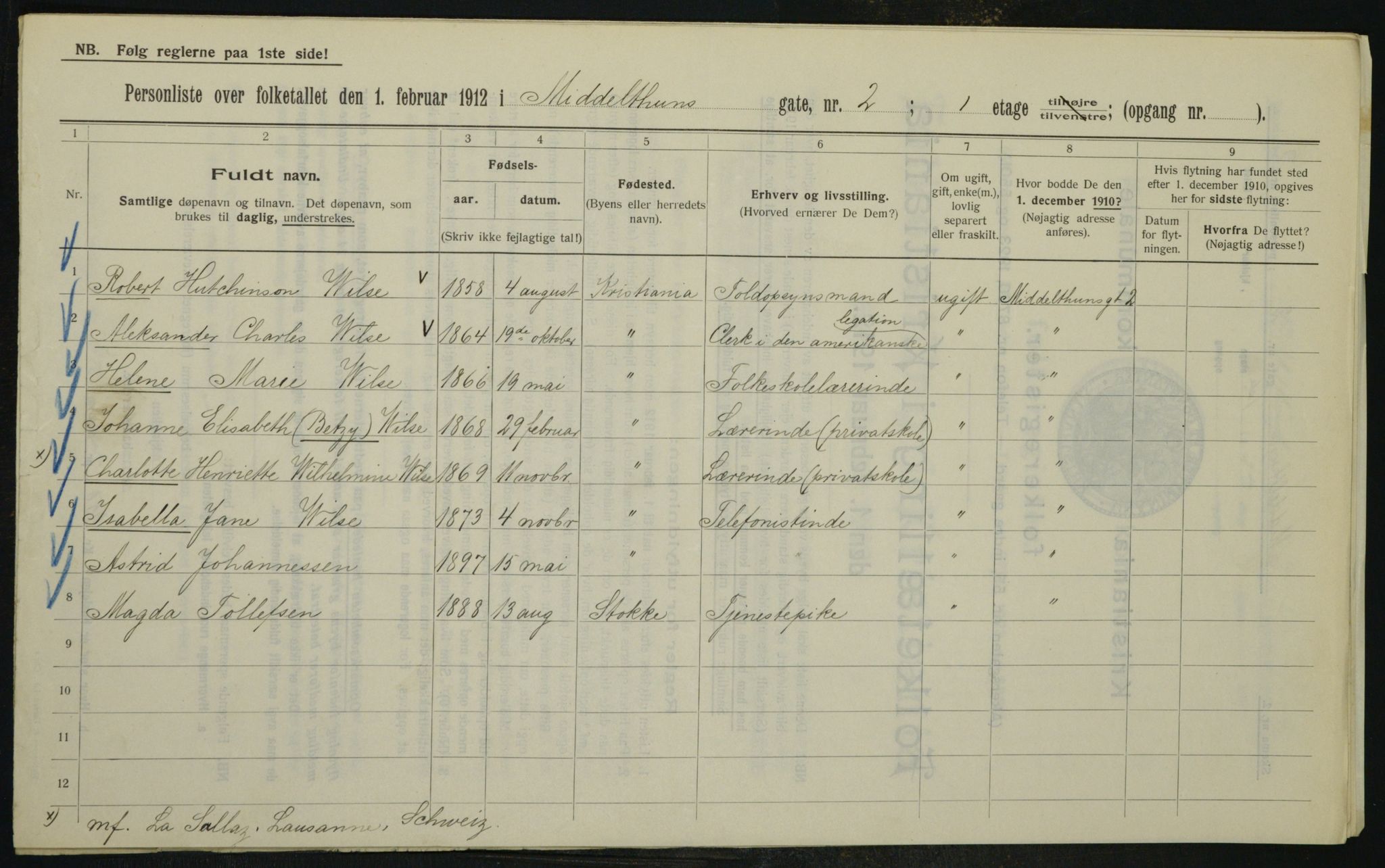 OBA, Kommunal folketelling 1.2.1912 for Kristiania, 1912, s. 65818