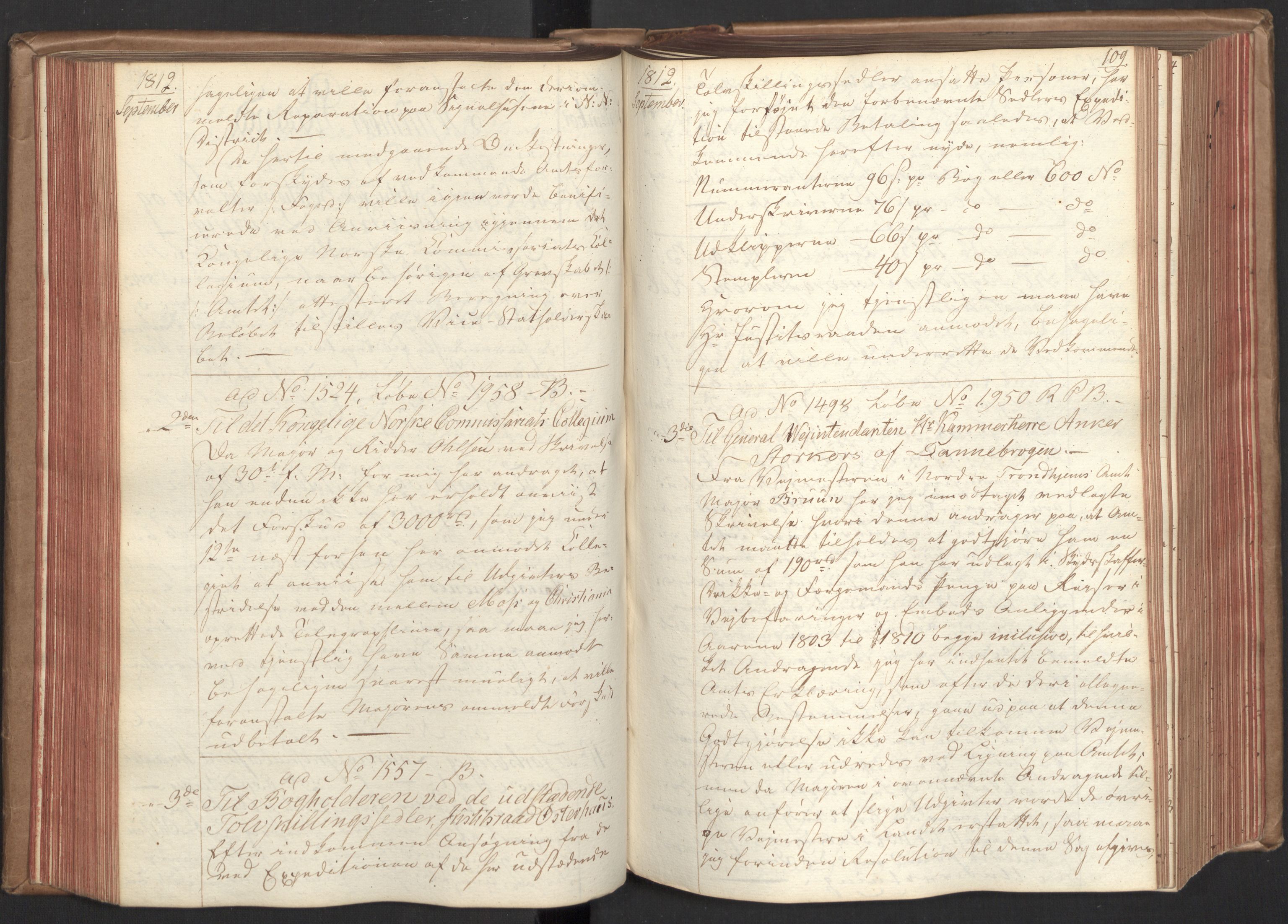 Stattholderembetet 1810-1814, 2. kontor (Kontor B), AV/RA-EA-5432/Bc/L0002: Korrespondanseprotokoll, 1812-1813, s. 108b-109a