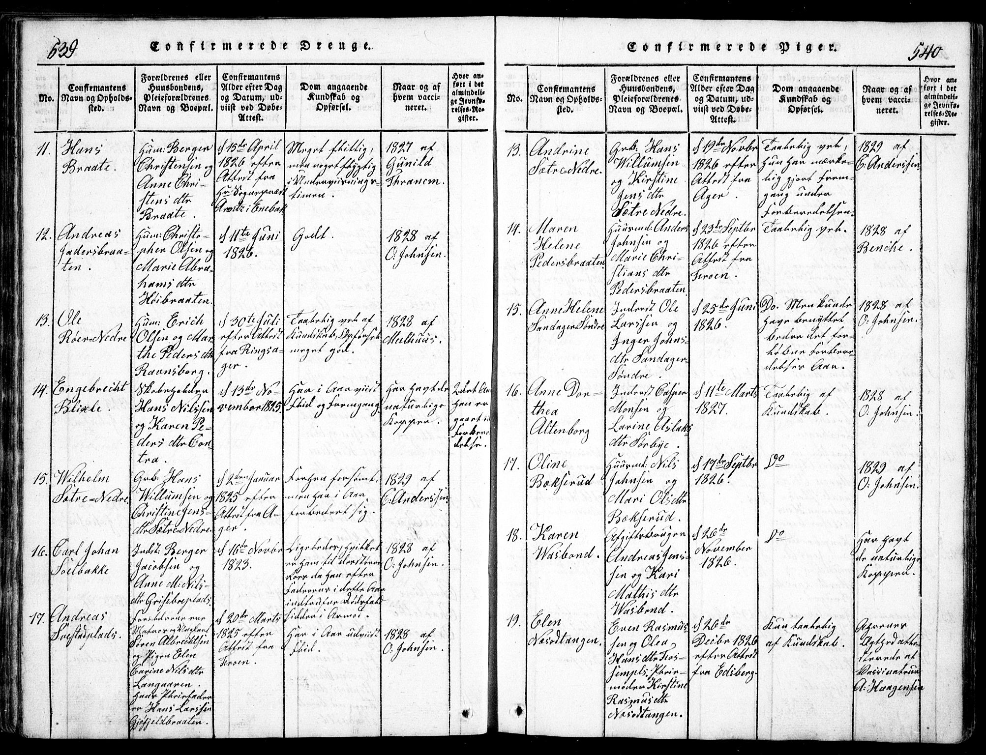 Nesodden prestekontor Kirkebøker, AV/SAO-A-10013/G/Ga/L0001: Klokkerbok nr. I 1, 1814-1847, s. 539-540