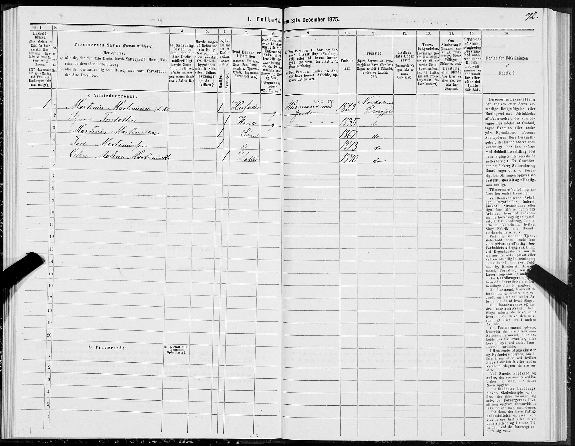 SAT, Folketelling 1875 for 1524P Norddal prestegjeld, 1875, s. 3072