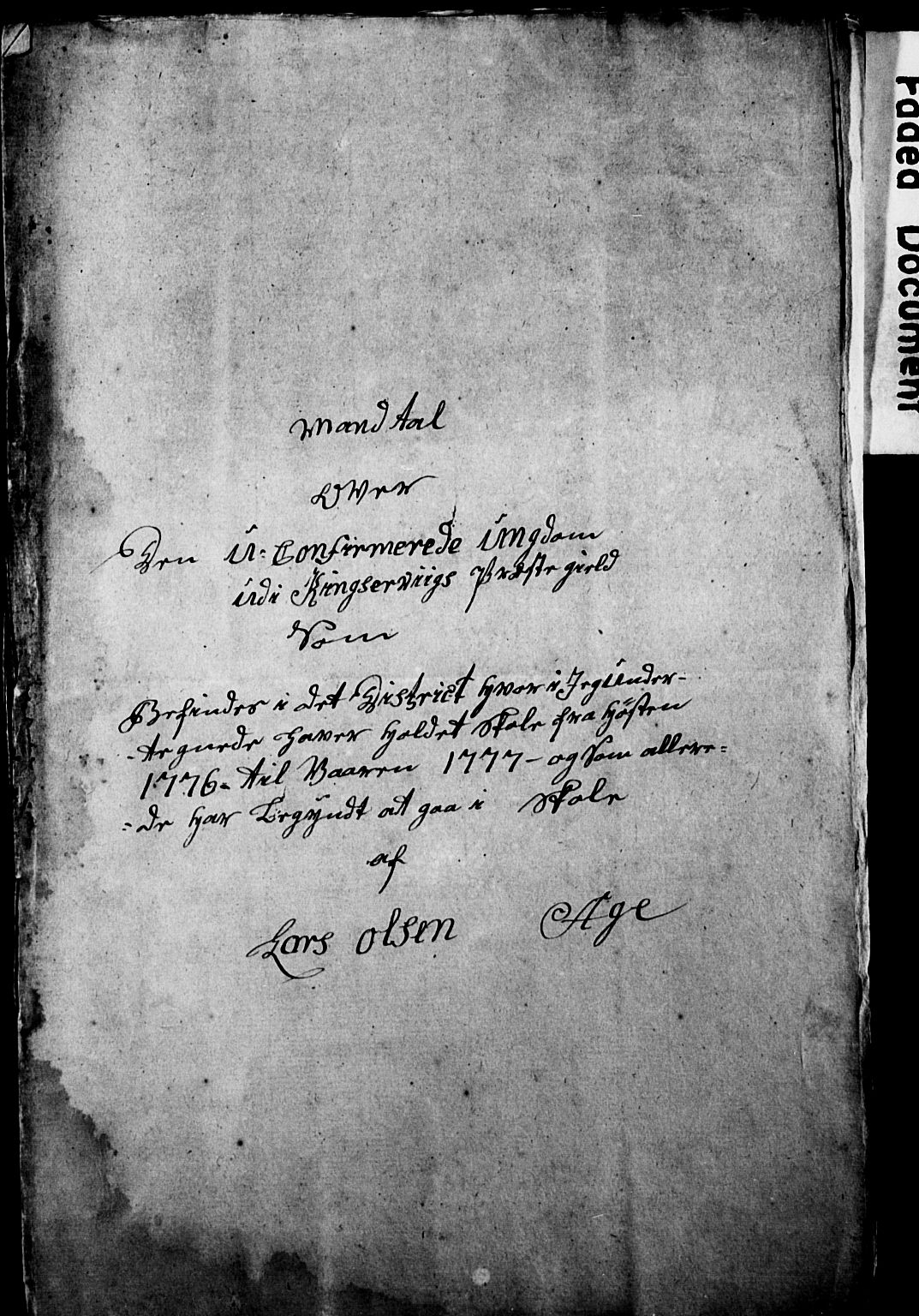 Bjørgvin biskop, SAB/A-5601/Hc/L0001: Manntalslister frå Søndre Bergenhus amt, 1776-1777