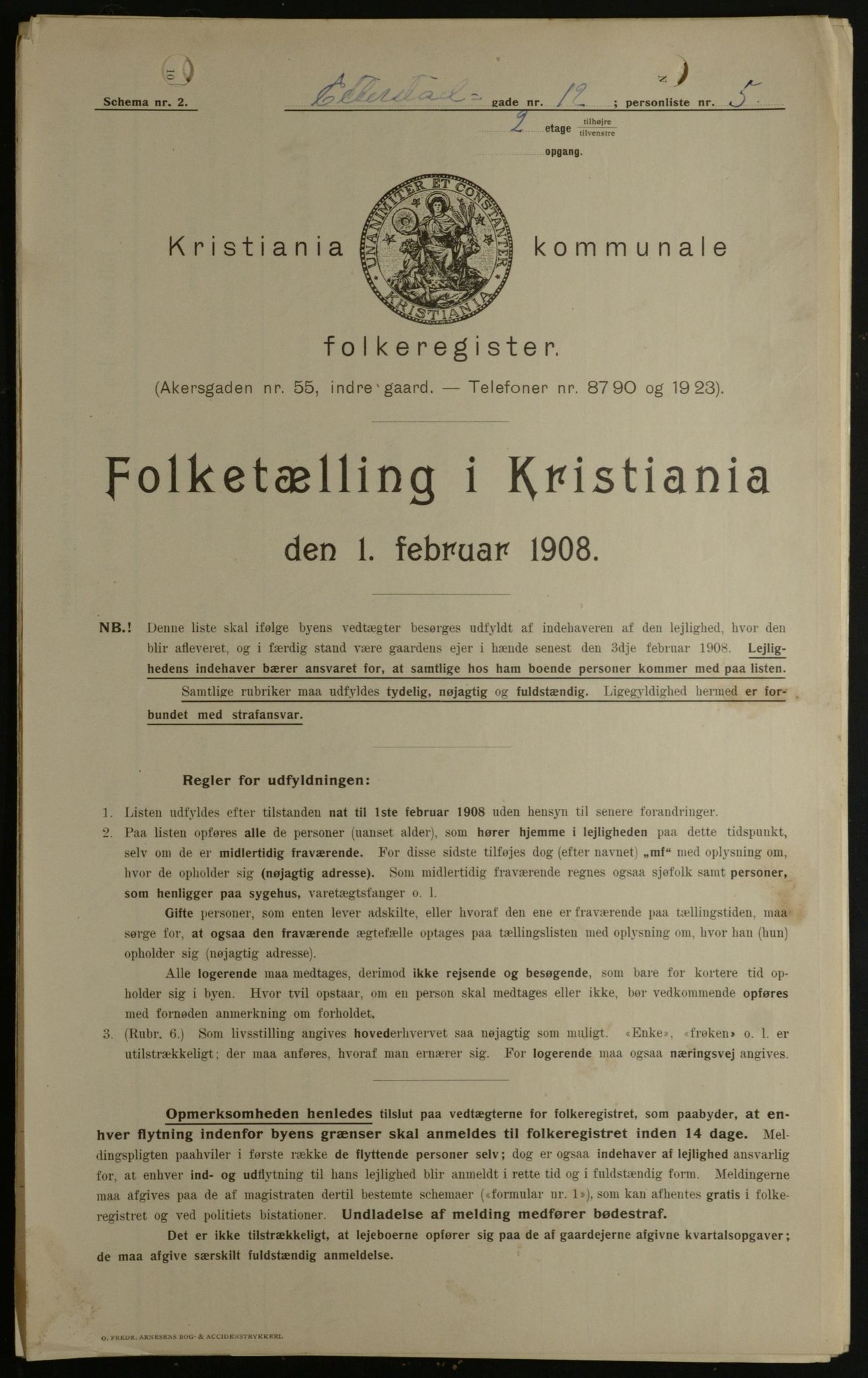 OBA, Kommunal folketelling 1.2.1908 for Kristiania kjøpstad, 1908, s. 20397