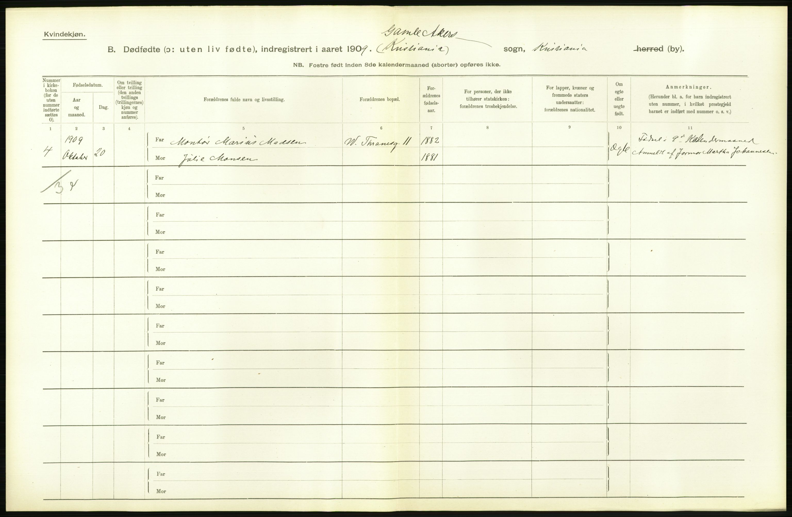 Statistisk sentralbyrå, Sosiodemografiske emner, Befolkning, AV/RA-S-2228/D/Df/Dfa/Dfag/L0010: Kristiania: Døde, dødfødte., 1909, s. 598