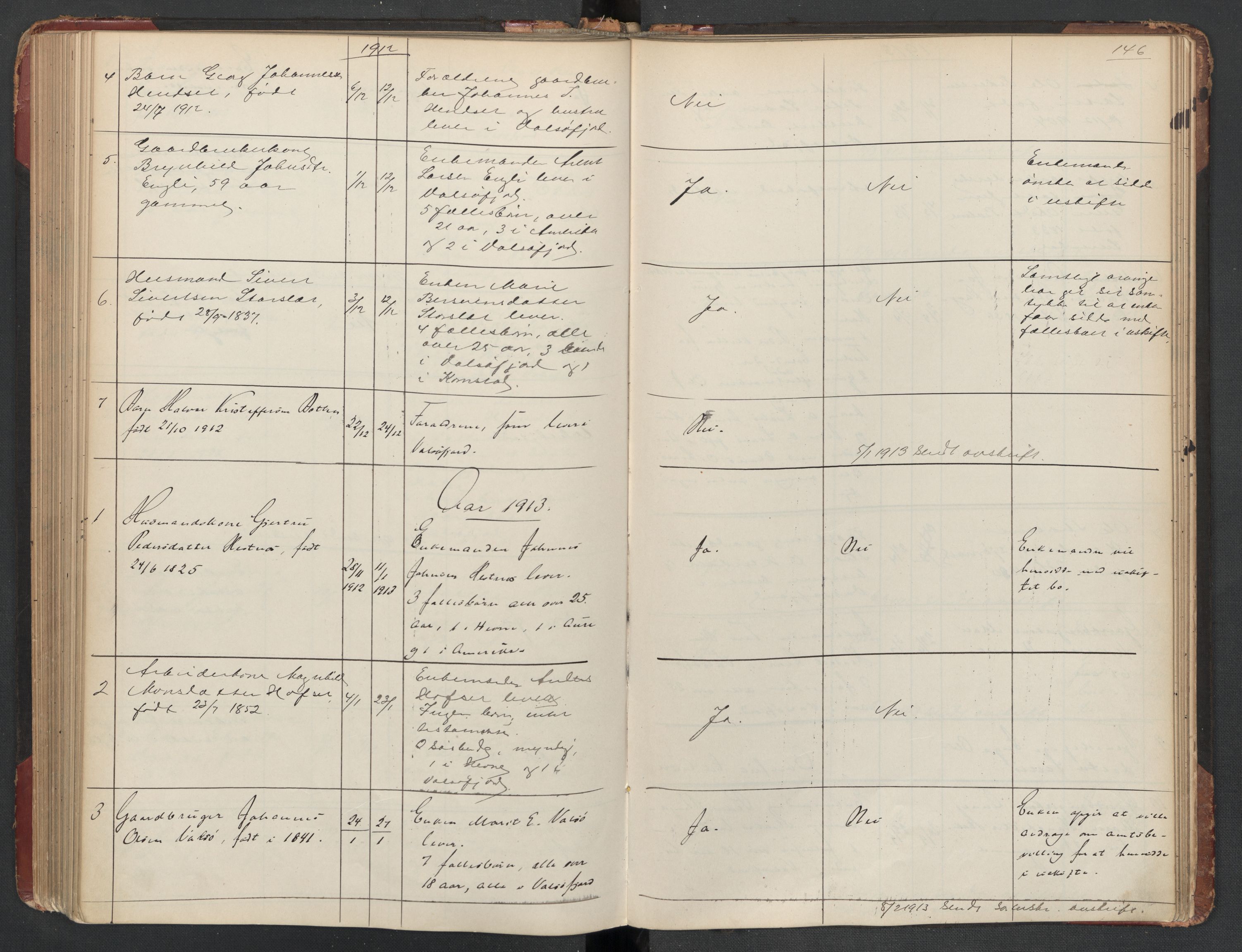 Aure lensmannskontor, SAT/A-1088/1/02/L0003: 2.01.03 Dødsfallsprotokoll, 1906-1926, s. 146