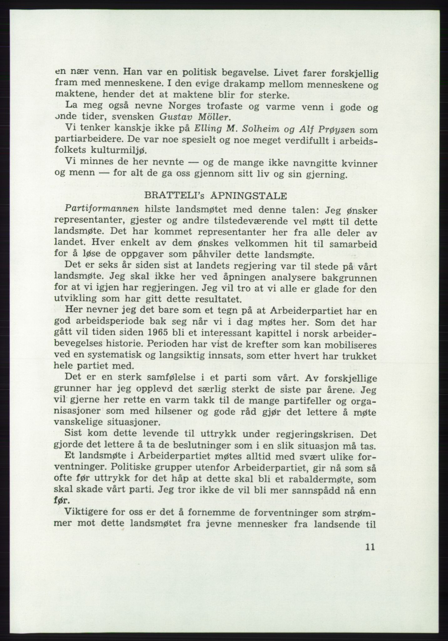 Det norske Arbeiderparti - publikasjoner, AAB/-/-/-: Protokoll over forhandlingene på det 43. ordinære landsmøte 9.-11. mai 1971 i Oslo, 1971, s. 11