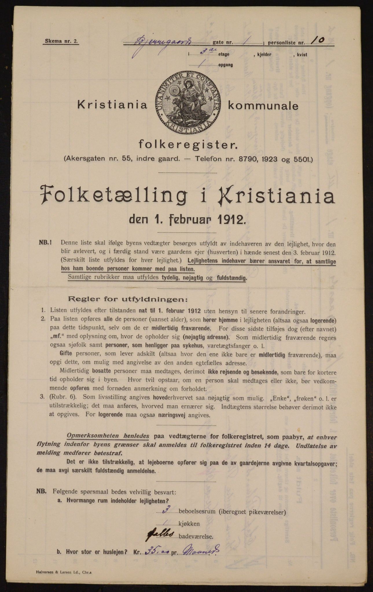 OBA, Kommunal folketelling 1.2.1912 for Kristiania, 1912, s. 5356