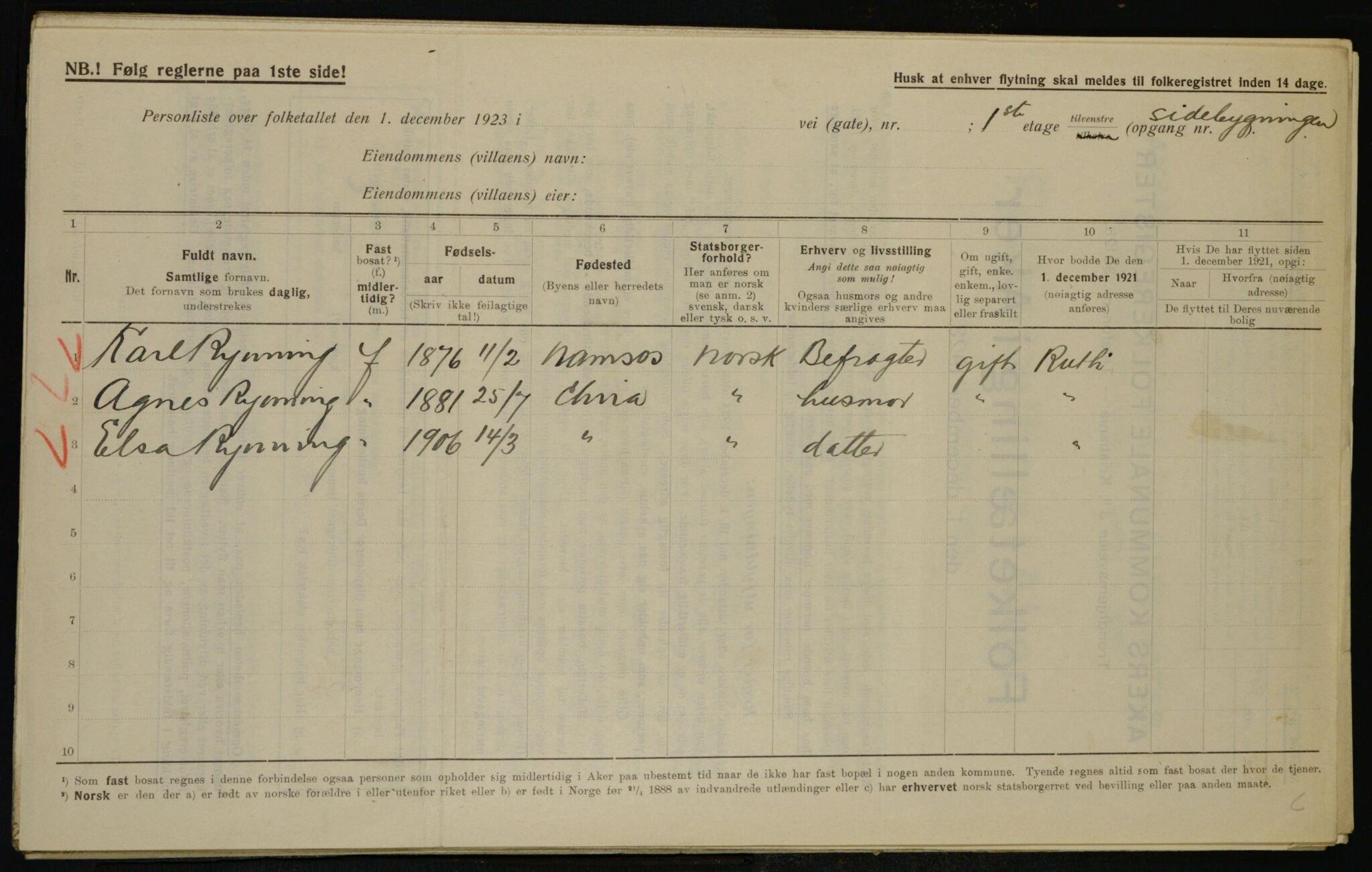 , Kommunal folketelling 1.12.1923 for Aker, 1923, s. 41501