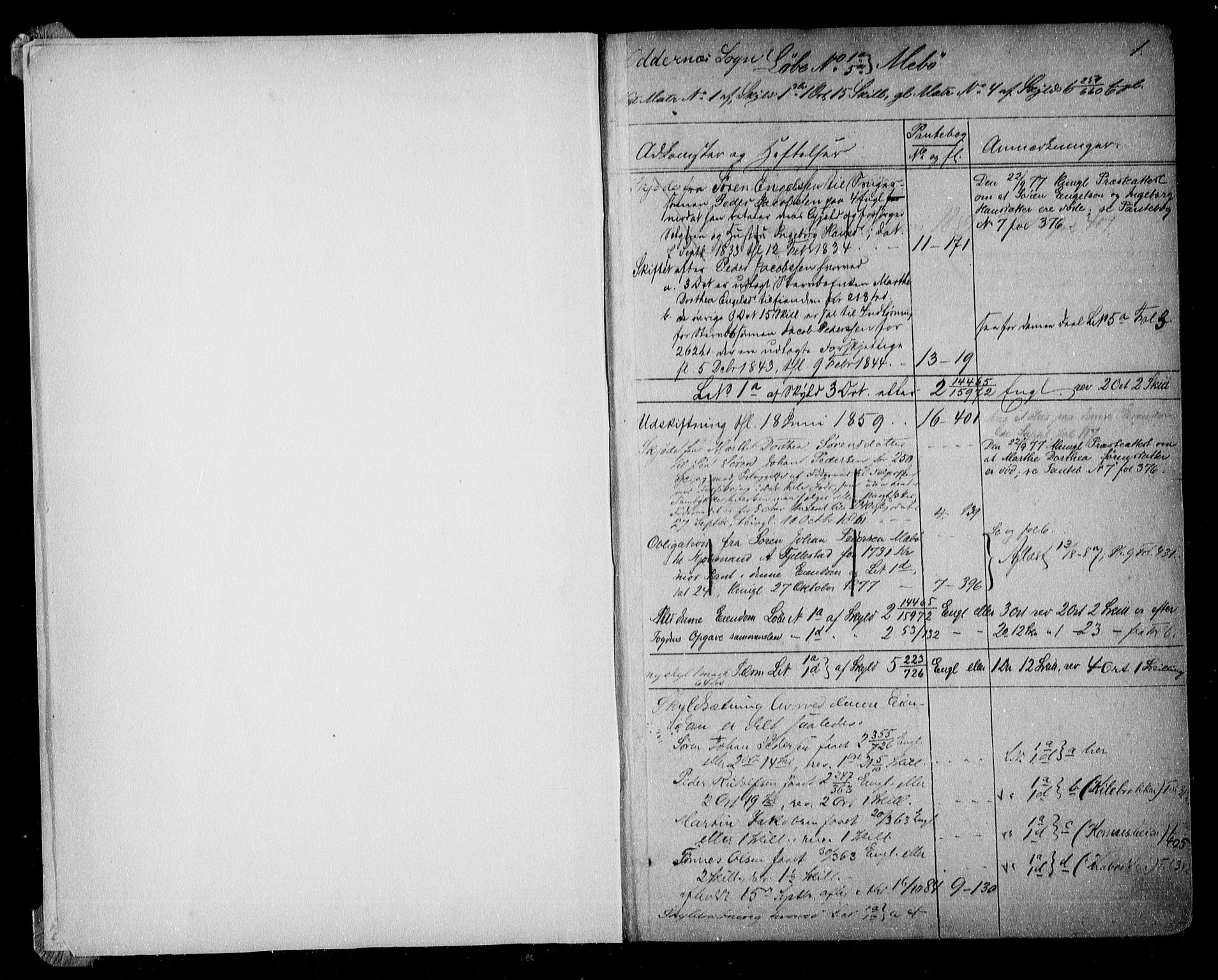 Torridal sorenskriveri, SAK/1221-0012/G/Ga/L0021: Panteregister nr. 21, 1790-1901, s. 1