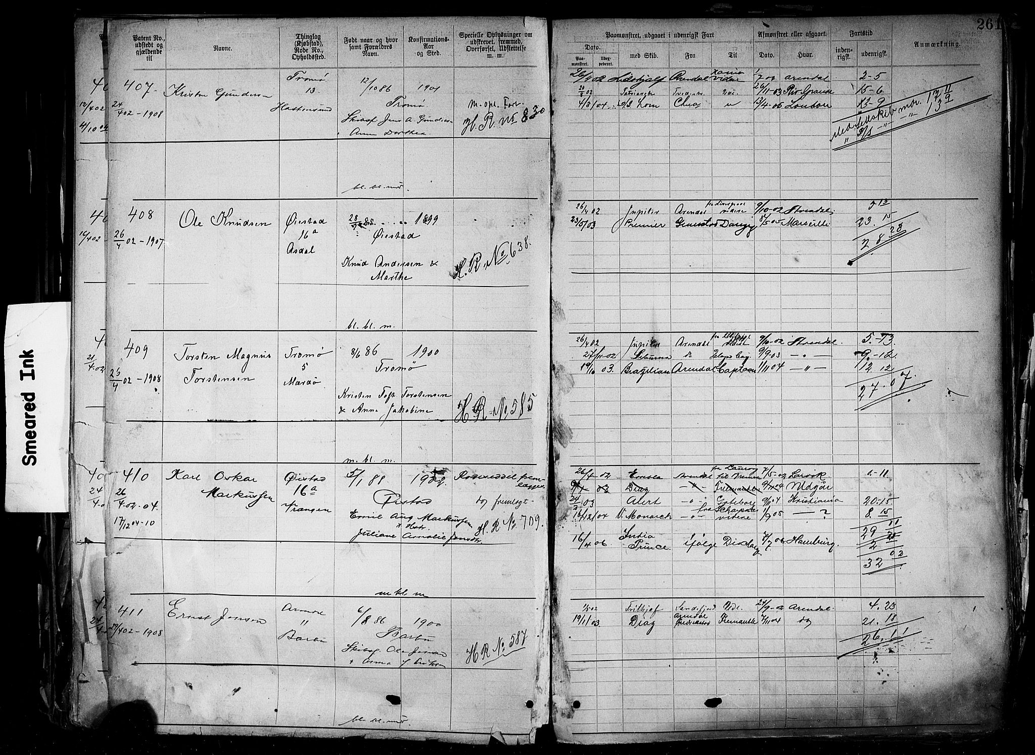 Arendal mønstringskrets, AV/SAK-2031-0012/F/Fa/L0004: Annotasjonsrulle nr 3828-4715 og nr 1-1296, S-4, 1892-1918, s. 268