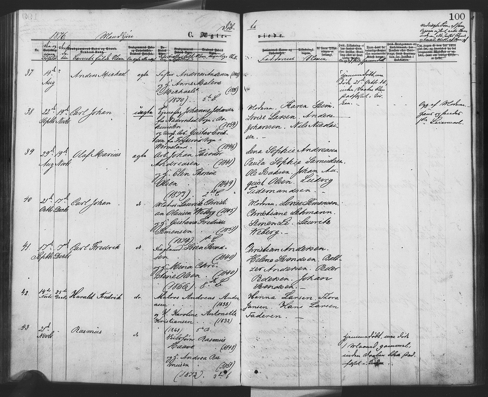 Drøbak prestekontor Kirkebøker, AV/SAO-A-10142a/F/Fa/L0003: Ministerialbok nr. I 3, 1871-1877, s. 100