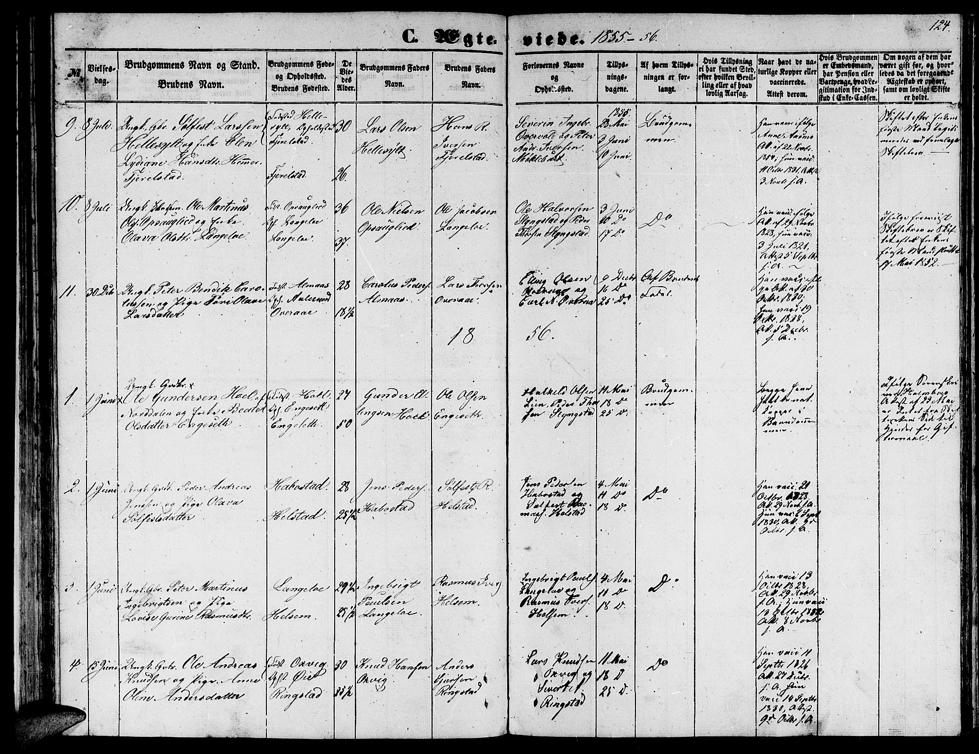 Ministerialprotokoller, klokkerbøker og fødselsregistre - Møre og Romsdal, AV/SAT-A-1454/520/L0291: Klokkerbok nr. 520C03, 1854-1881, s. 124