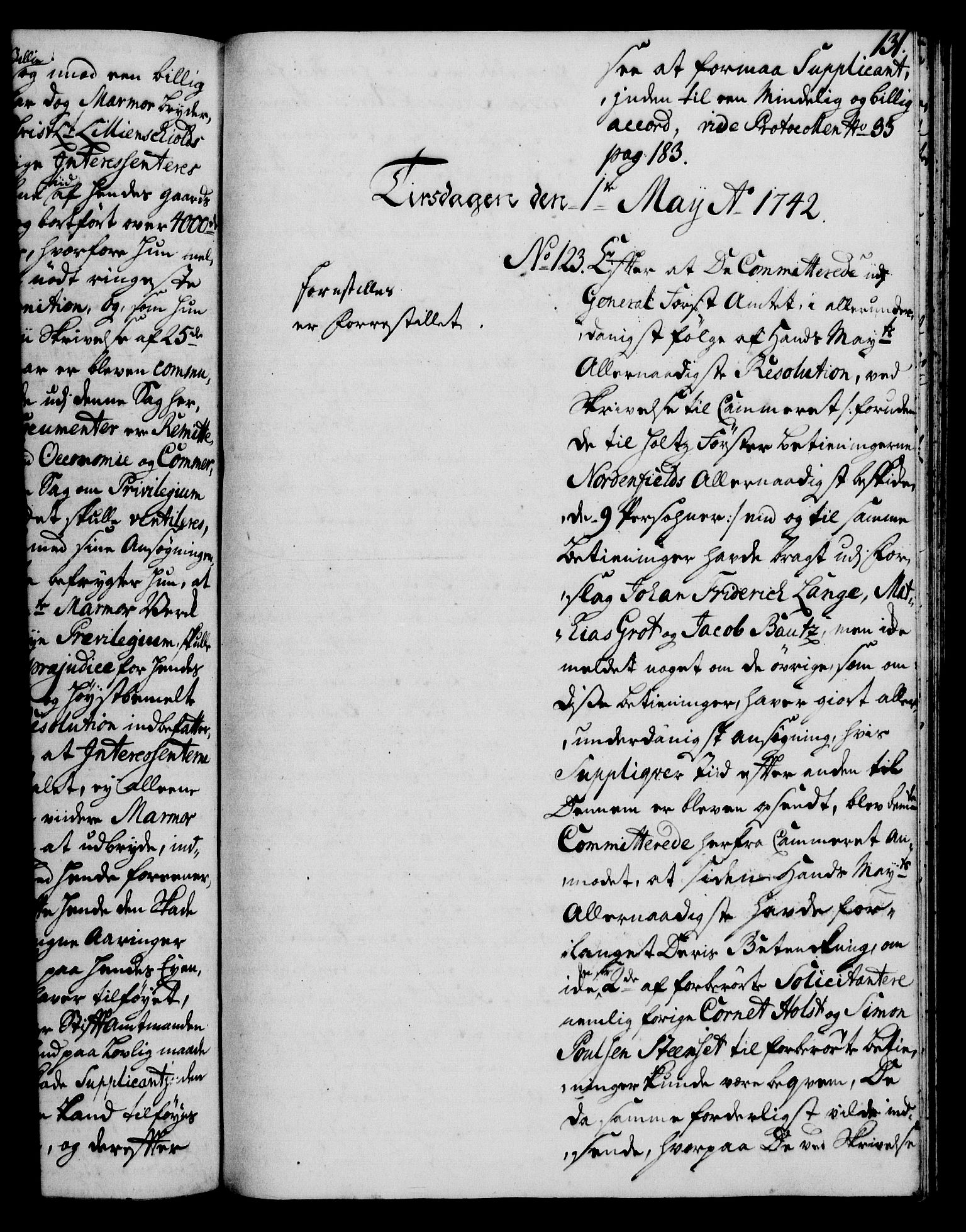Rentekammeret, Kammerkanselliet, RA/EA-3111/G/Gh/Gha/L0024: Norsk ekstraktmemorialprotokoll (merket RK 53.69), 1742-1743, s. 131