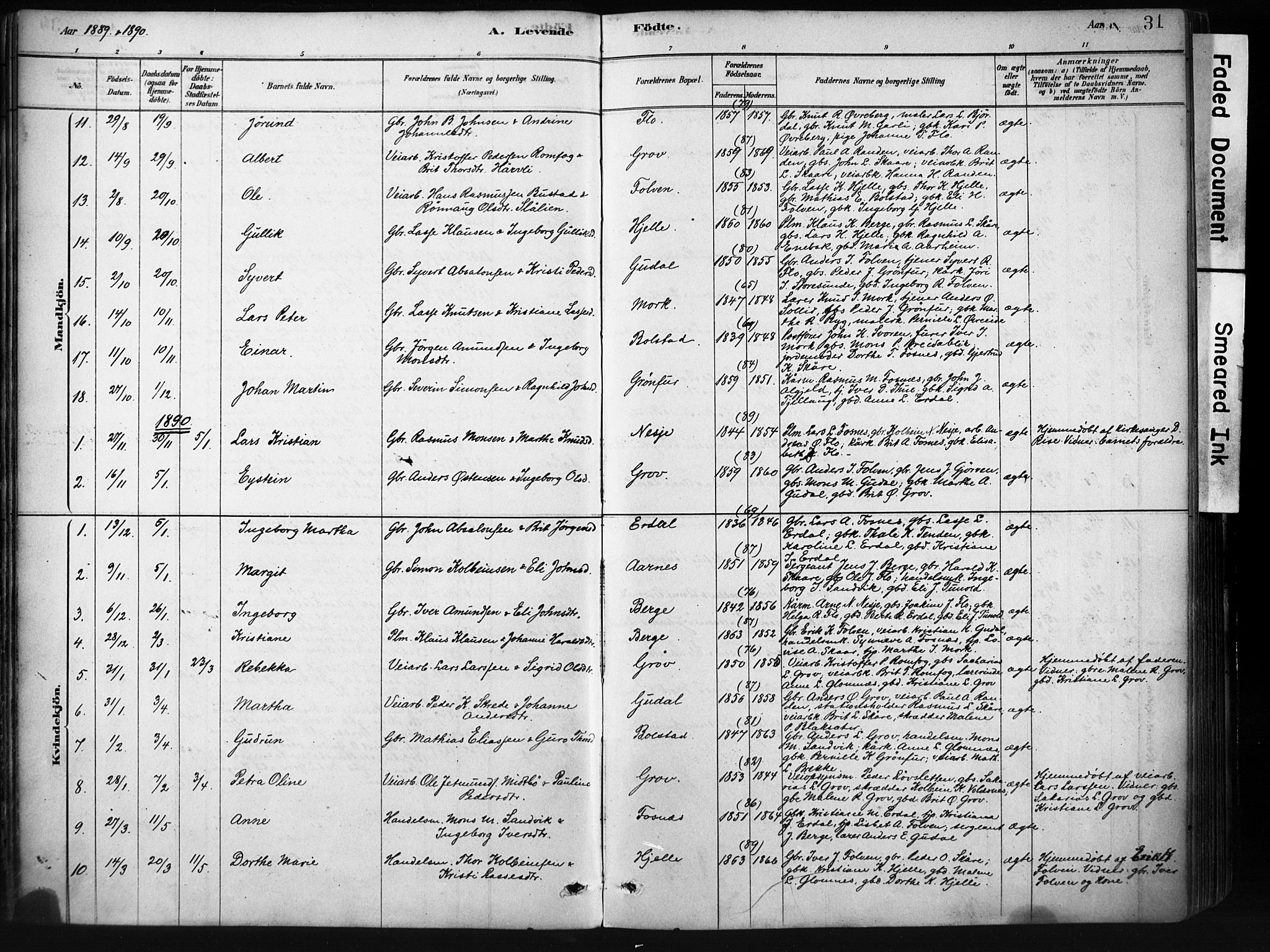 Stryn Sokneprestembete, AV/SAB-A-82501: Ministerialbok nr. D 1, 1878-1907, s. 31