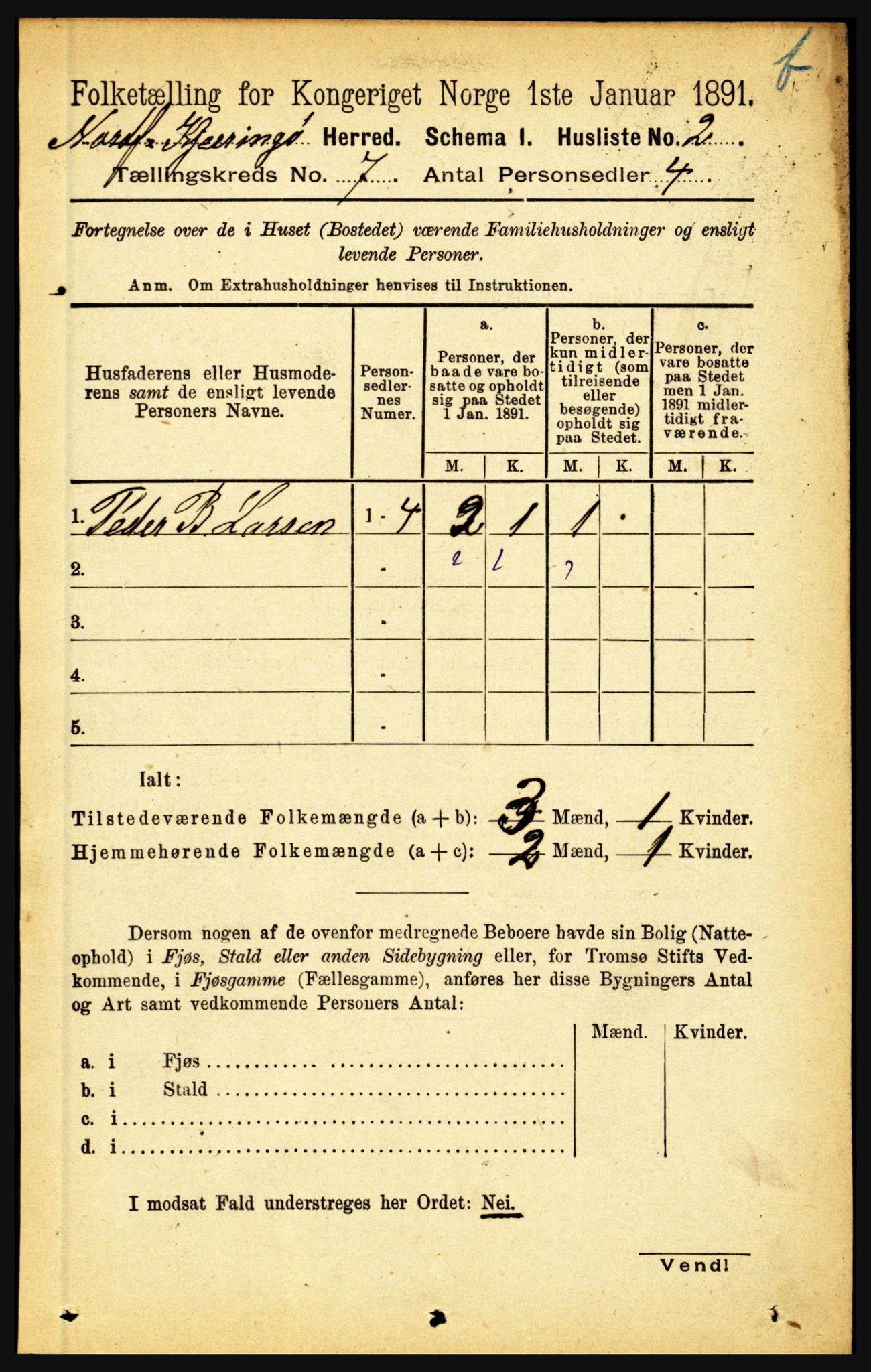 RA, Folketelling 1891 for 1846 Nordfold-Kjerringøy herred, 1891, s. 1741