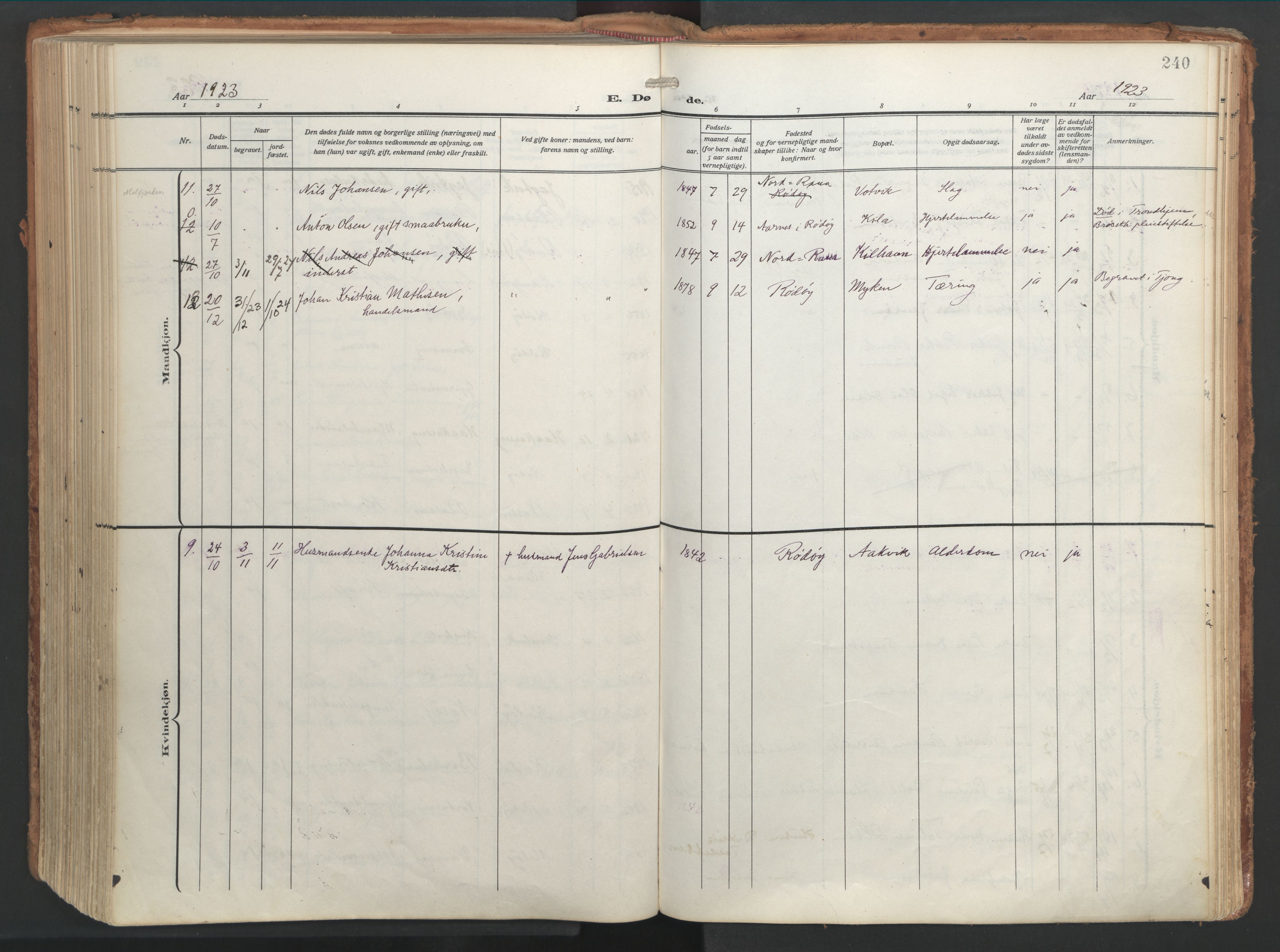 Ministerialprotokoller, klokkerbøker og fødselsregistre - Nordland, AV/SAT-A-1459/841/L0614: Ministerialbok nr. 841A17, 1911-1925, s. 240