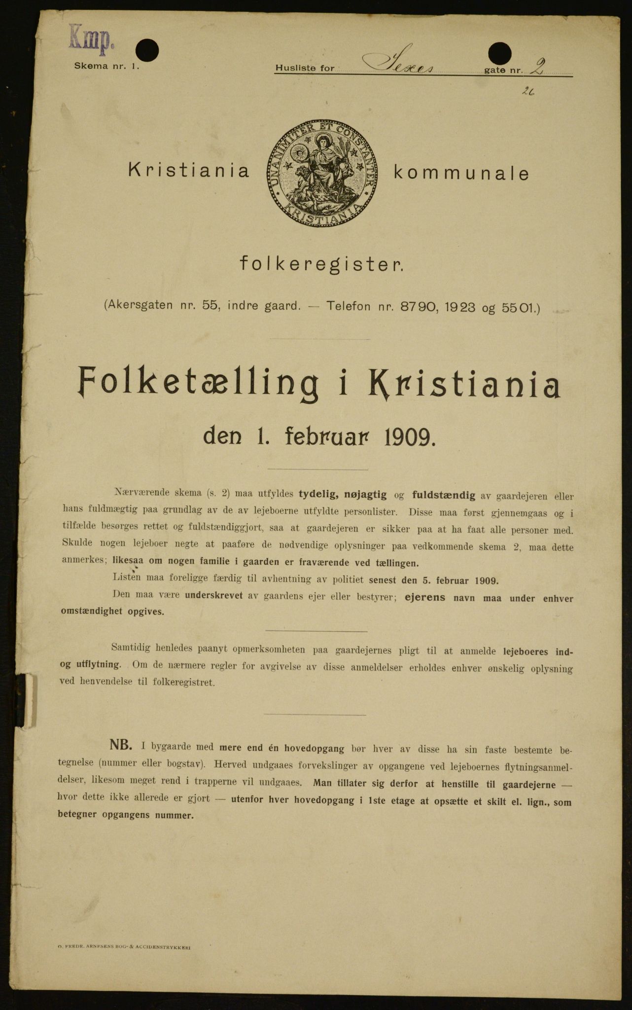 OBA, Kommunal folketelling 1.2.1909 for Kristiania kjøpstad, 1909, s. 85878