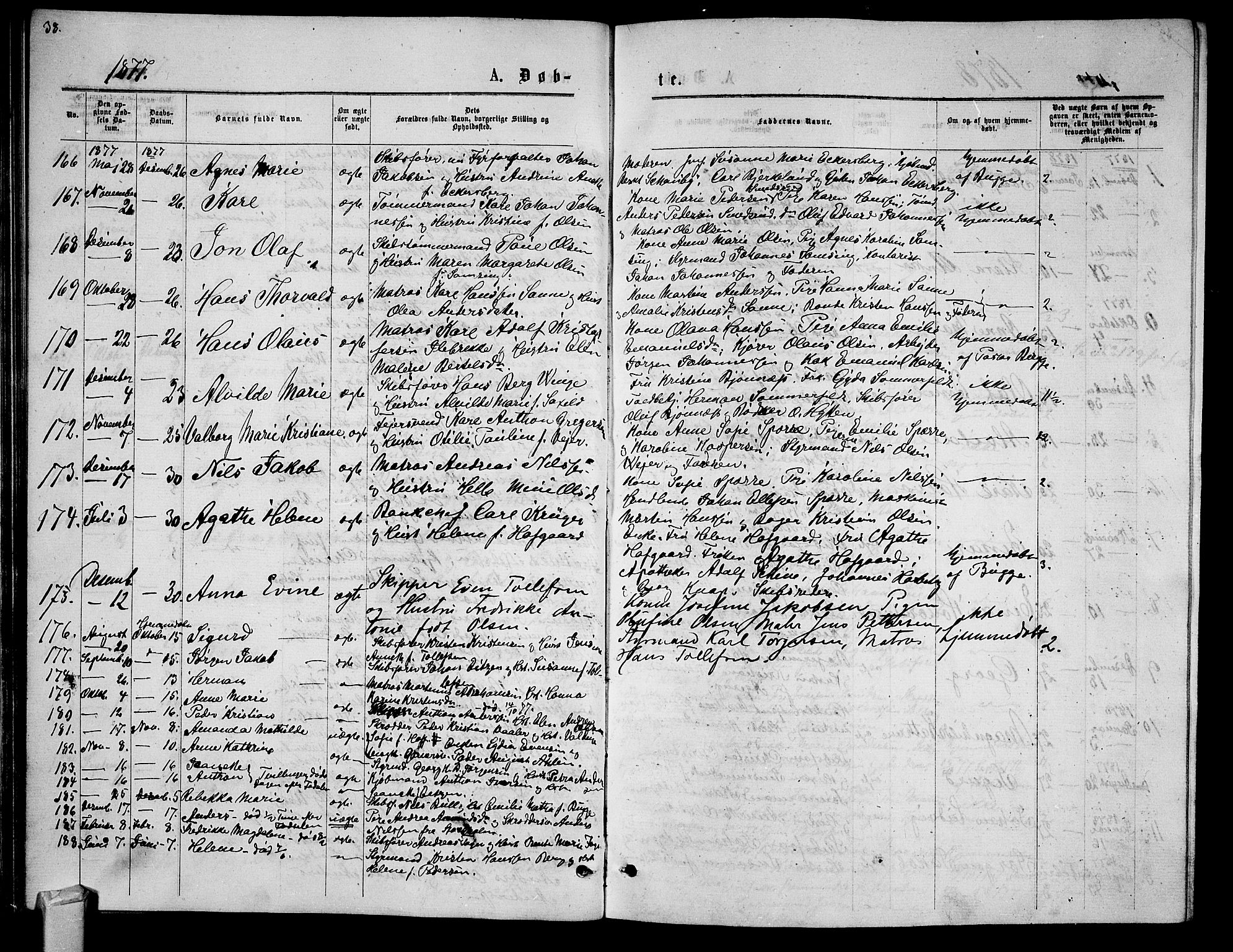 Tønsberg kirkebøker, AV/SAKO-A-330/G/Ga/L0005: Klokkerbok nr. 5, 1875-1885, s. 38