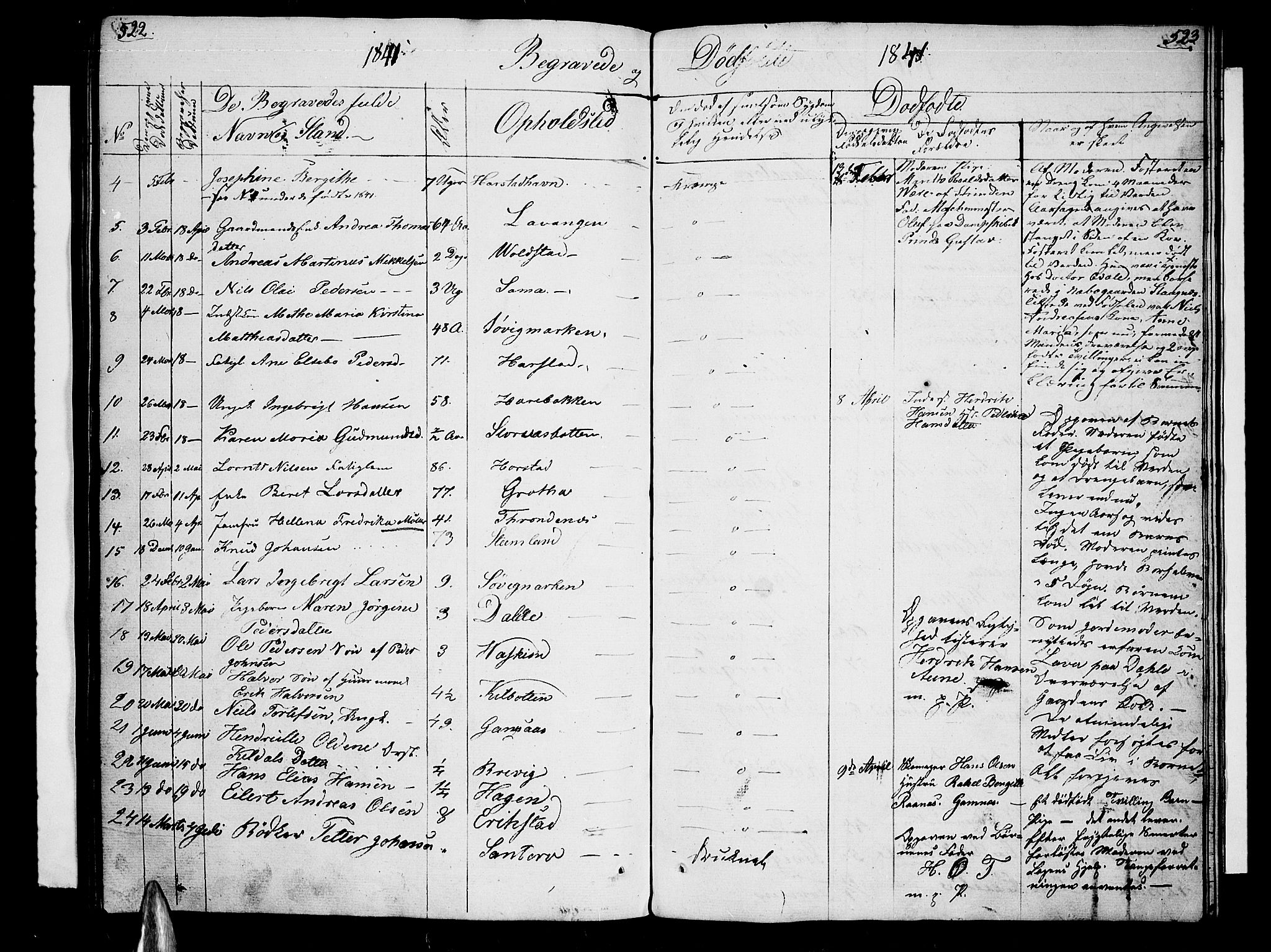 Trondenes sokneprestkontor, AV/SATØ-S-1319/H/Hb/L0005klokker: Klokkerbok nr. 5, 1834-1845, s. 522-523