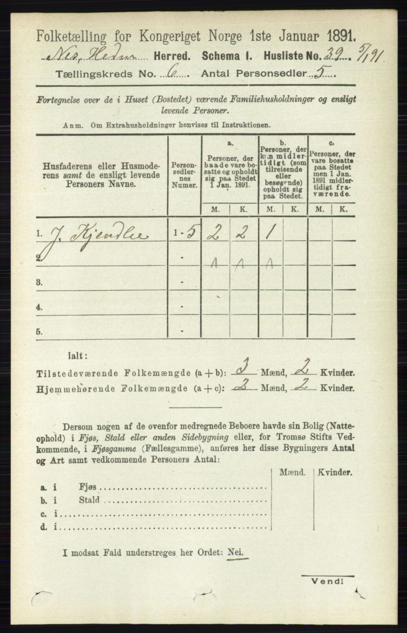 RA, Folketelling 1891 for 0411 Nes herred, 1891, s. 3207
