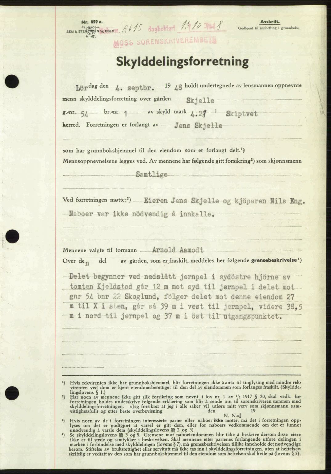 Moss sorenskriveri, SAO/A-10168: Pantebok nr. A2, 1947-1950, Dagboknr: 2615/1948