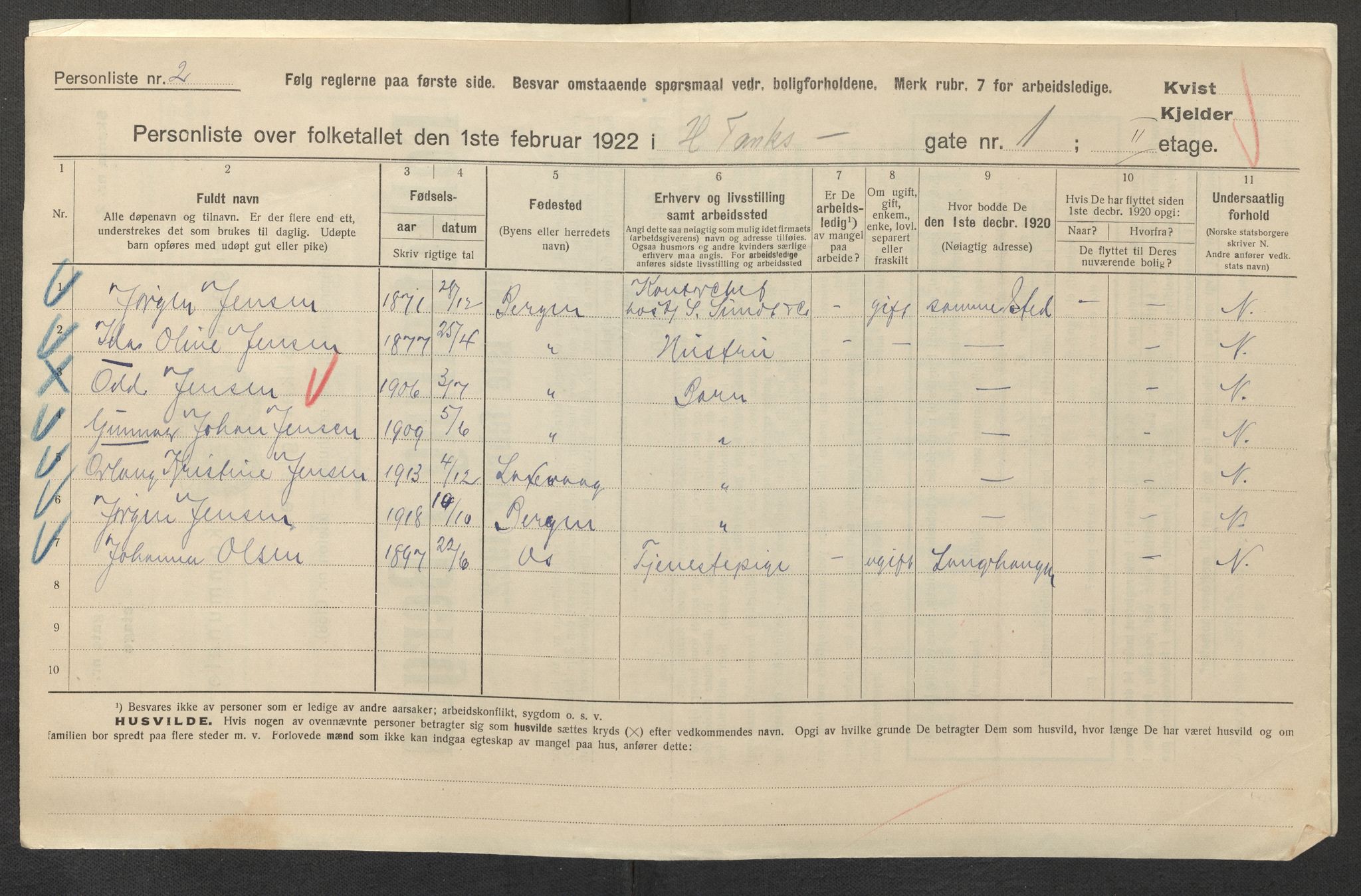 SAB, Kommunal folketelling 1922 for Bergen kjøpstad, 1922, s. 12929