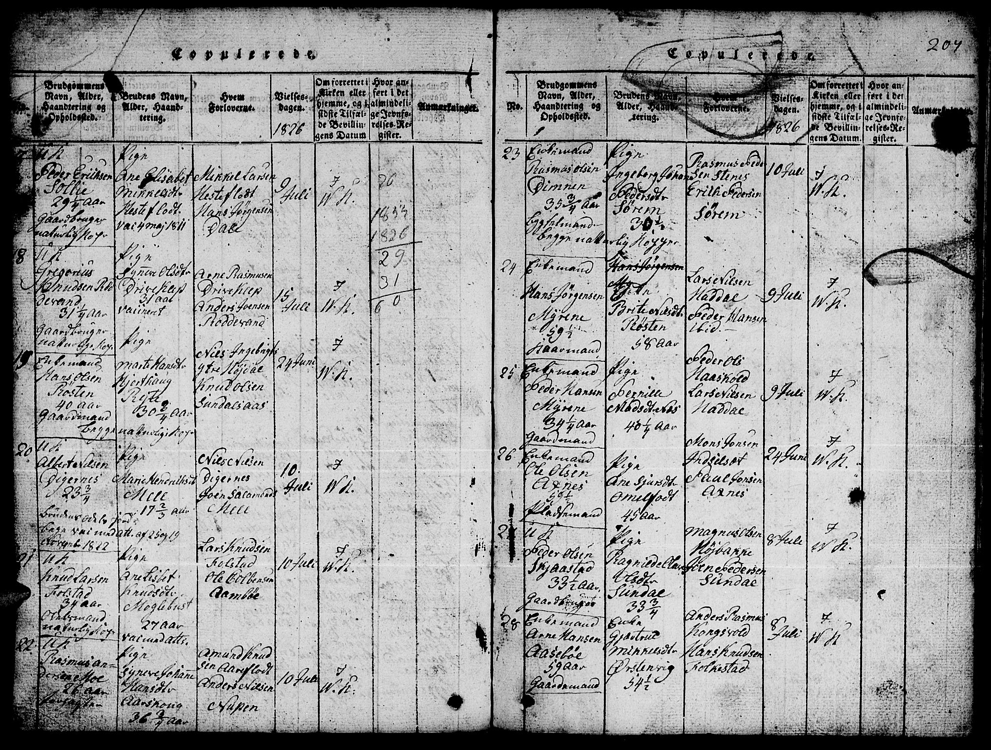 Ministerialprotokoller, klokkerbøker og fødselsregistre - Møre og Romsdal, AV/SAT-A-1454/511/L0155: Klokkerbok nr. 511C01, 1817-1829, s. 207