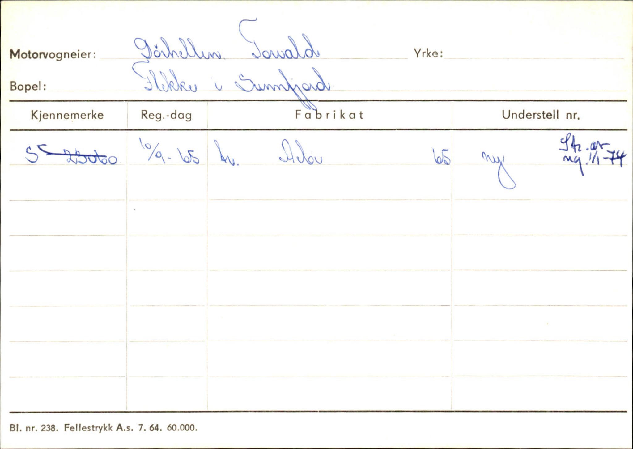 Statens vegvesen, Sogn og Fjordane vegkontor, SAB/A-5301/4/F/L0125: Eigarregister Sogndal V-Å. Aurland A-Å. Fjaler A-N, 1945-1975, s. 1561