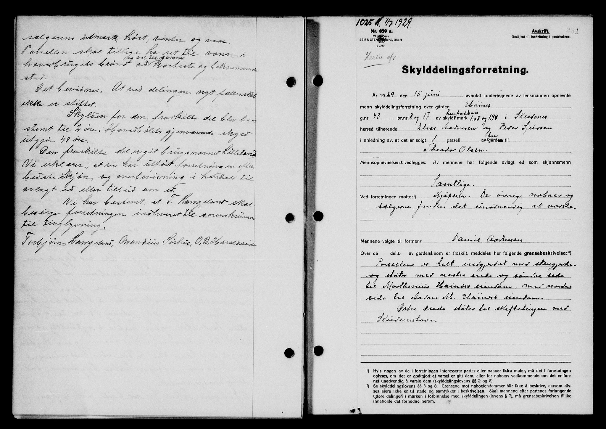 Karmsund sorenskriveri, SAST/A-100311/01/II/IIB/L0055: Pantebok nr. 36, 1929-1929, Tingl.dato: 01.07.1929
