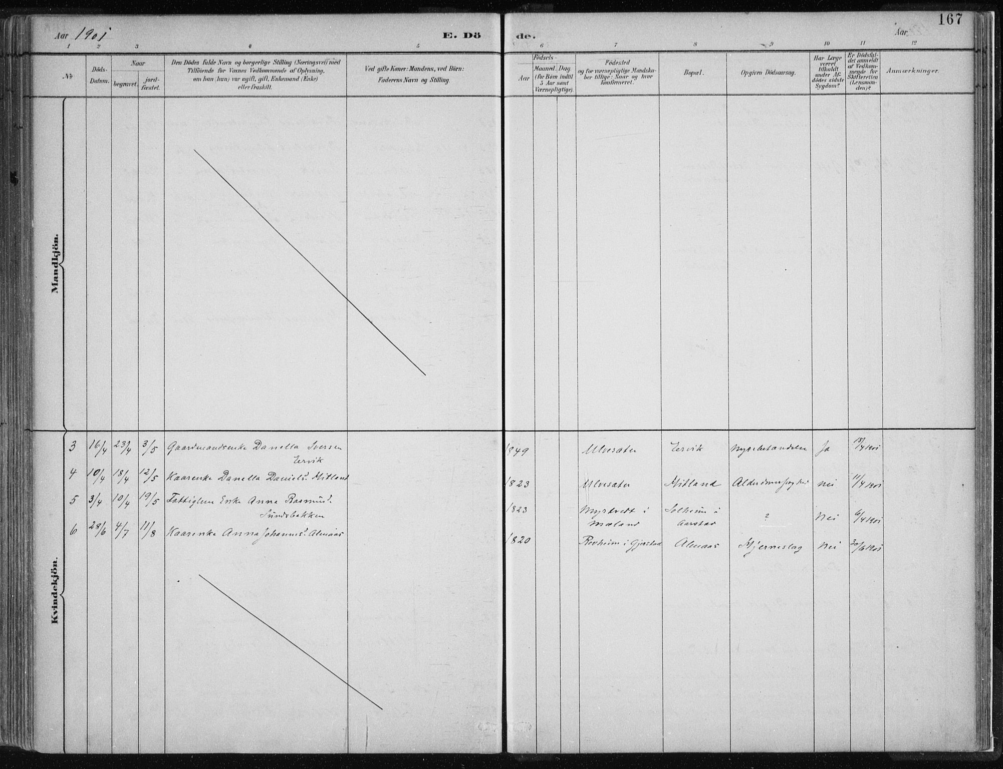 Hamre sokneprestembete, SAB/A-75501/H/Ha/Haa/Haad/L0001: Ministerialbok nr. D  1, 1882-1906, s. 167