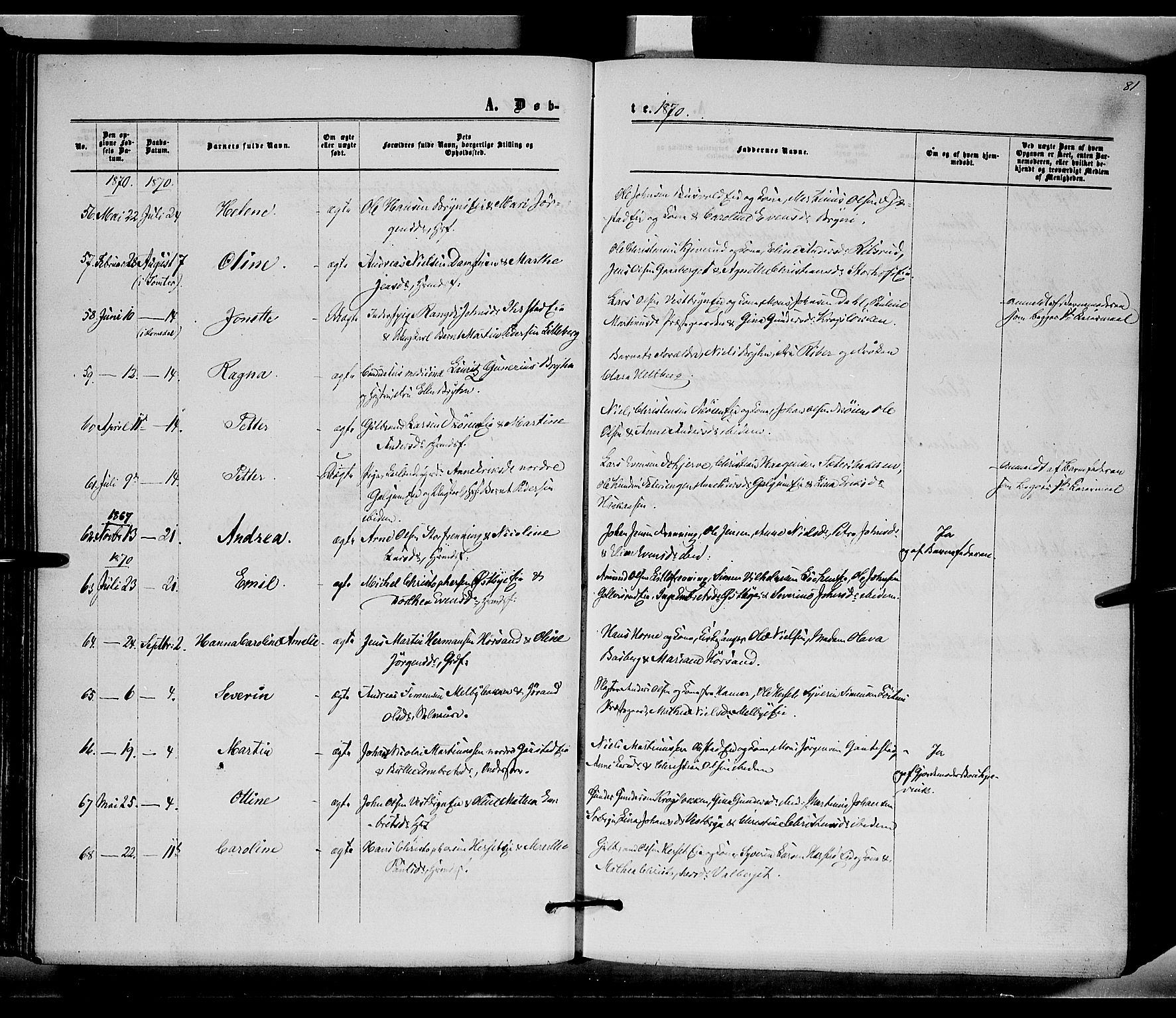 Romedal prestekontor, AV/SAH-PREST-004/K/L0005: Ministerialbok nr. 5, 1862-1874, s. 81