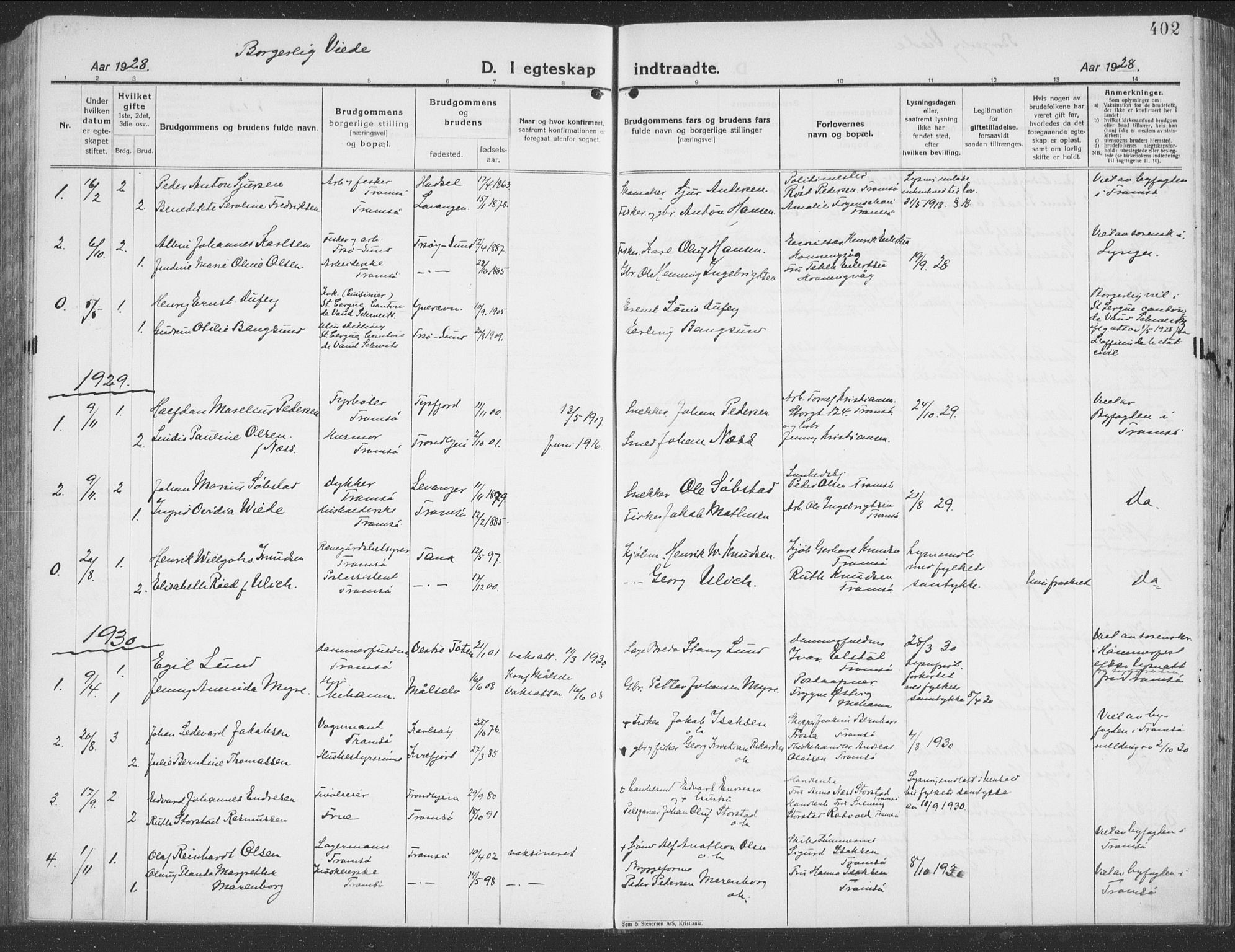 Tromsø sokneprestkontor/stiftsprosti/domprosti, AV/SATØ-S-1343/G/Gb/L0010klokker: Klokkerbok nr. 10, 1925-1937, s. 402