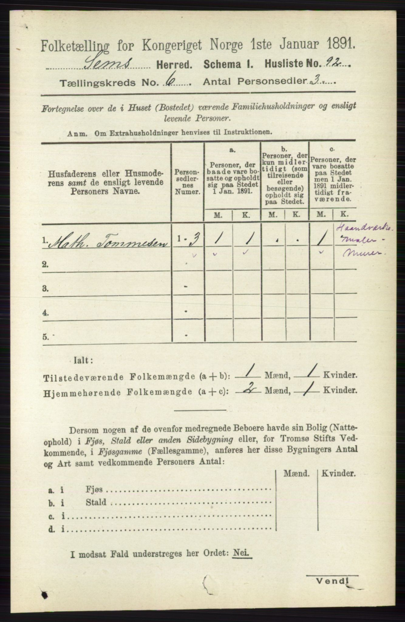 RA, Folketelling 1891 for 0721 Sem herred, 1891, s. 2620