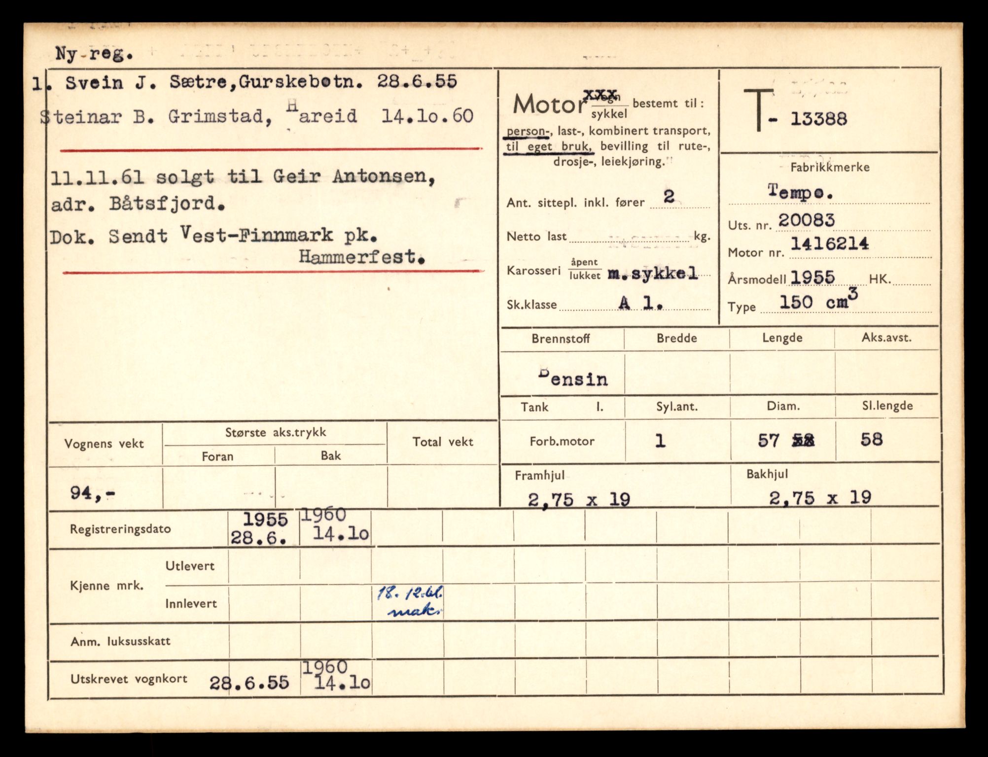 Møre og Romsdal vegkontor - Ålesund trafikkstasjon, AV/SAT-A-4099/F/Fe/L0039: Registreringskort for kjøretøy T 13361 - T 13530, 1927-1998, s. 435