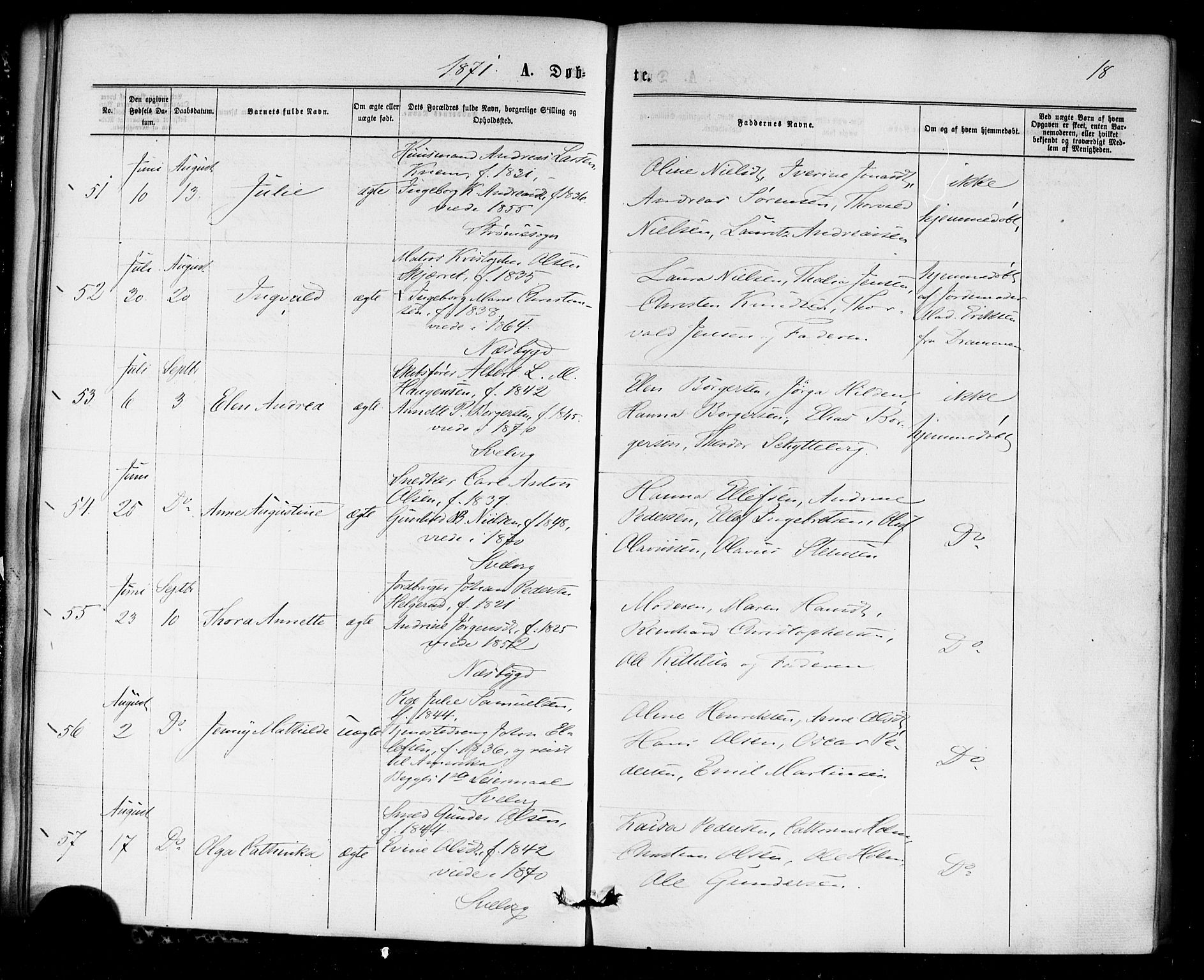 Strømm kirkebøker, AV/SAKO-A-322/F/Fa/L0002: Ministerialbok nr. I 2, 1870-1877, s. 18