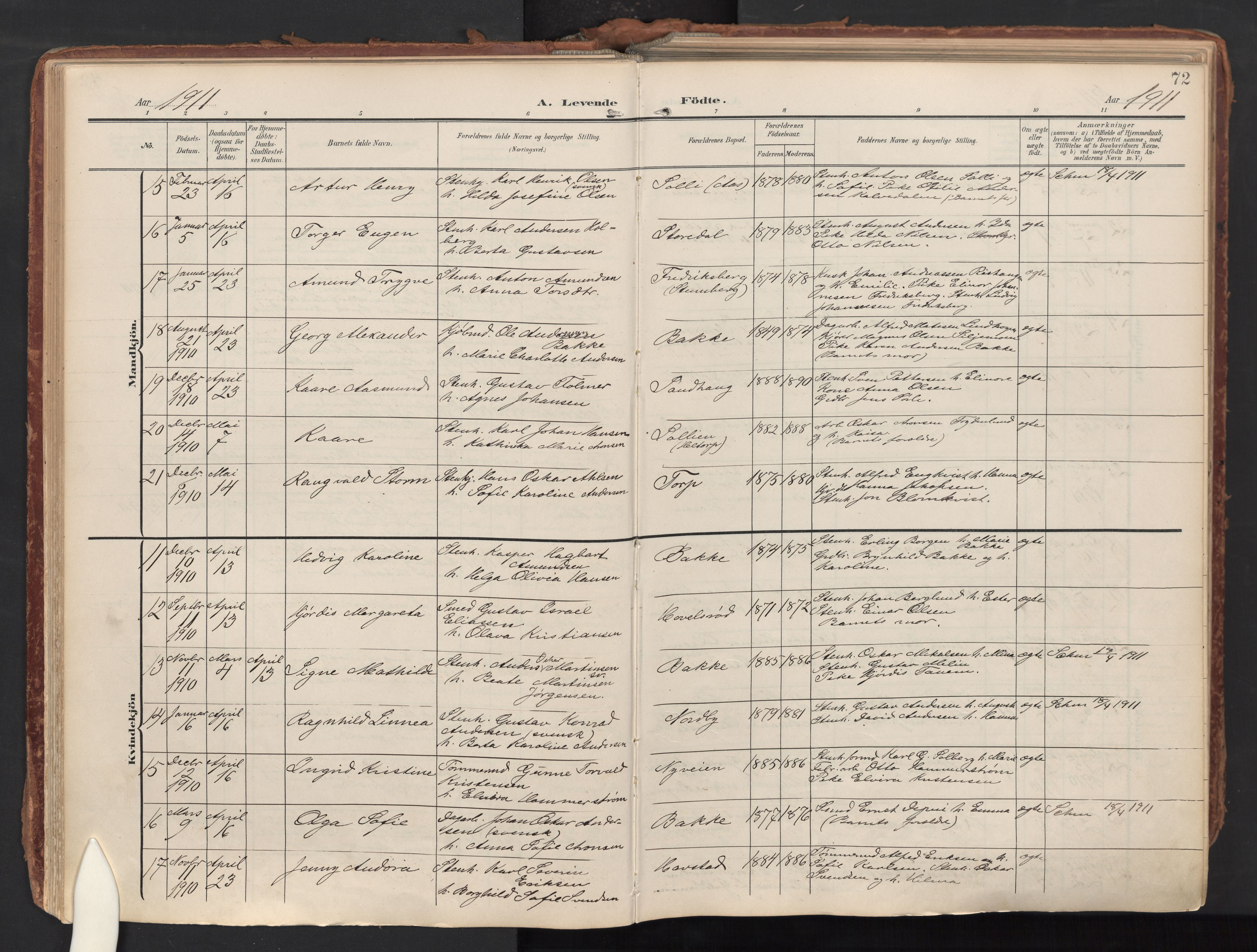 Idd prestekontor Kirkebøker, AV/SAO-A-10911/F/Fc/L0007: Ministerialbok nr. III 7, 1904-1925, s. 72