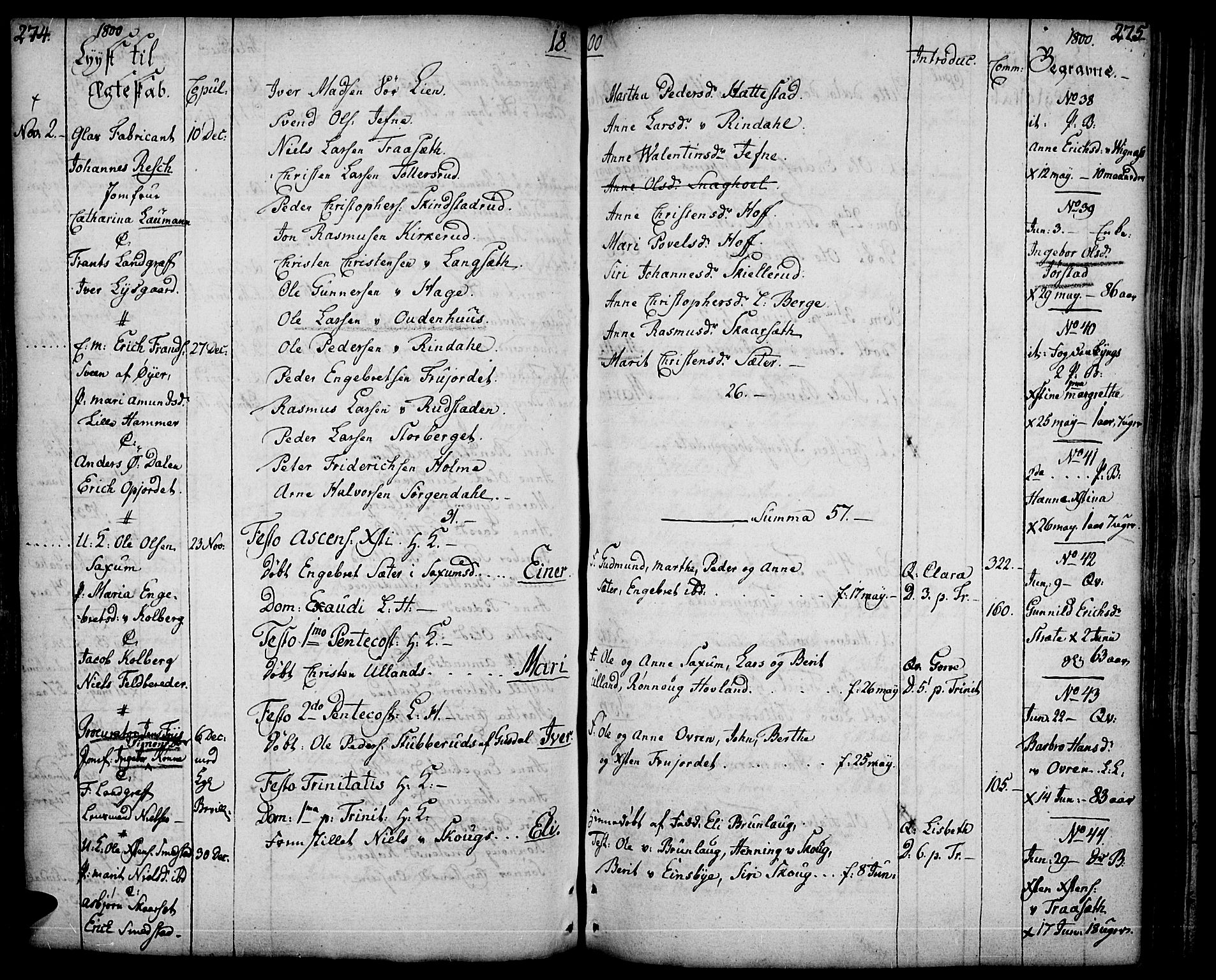 Fåberg prestekontor, AV/SAH-PREST-086/H/Ha/Haa/L0002: Ministerialbok nr. 2, 1775-1818, s. 274-275