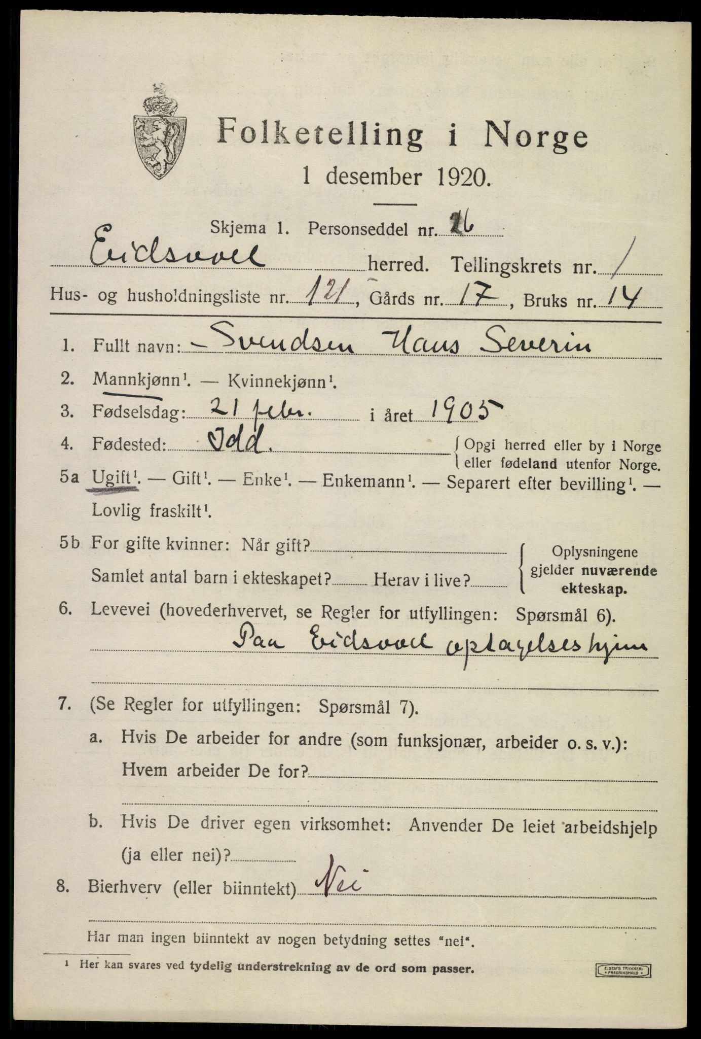 SAO, Folketelling 1920 for 0237 Eidsvoll herred, 1920, s. 5131