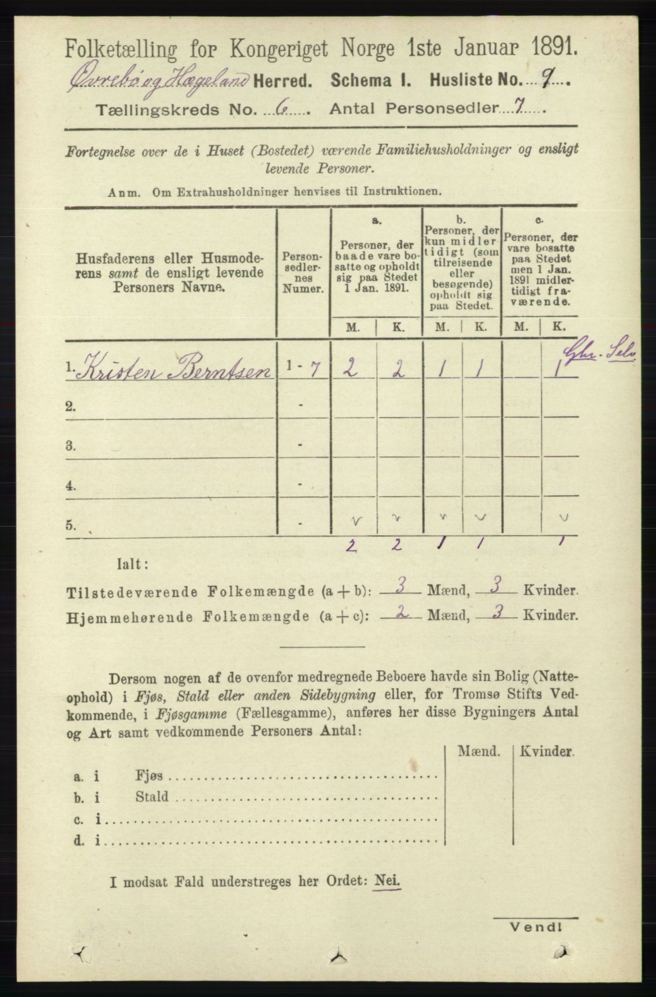 RA, Folketelling 1891 for 1016 Øvrebø og Hægeland herred, 1891, s. 1155