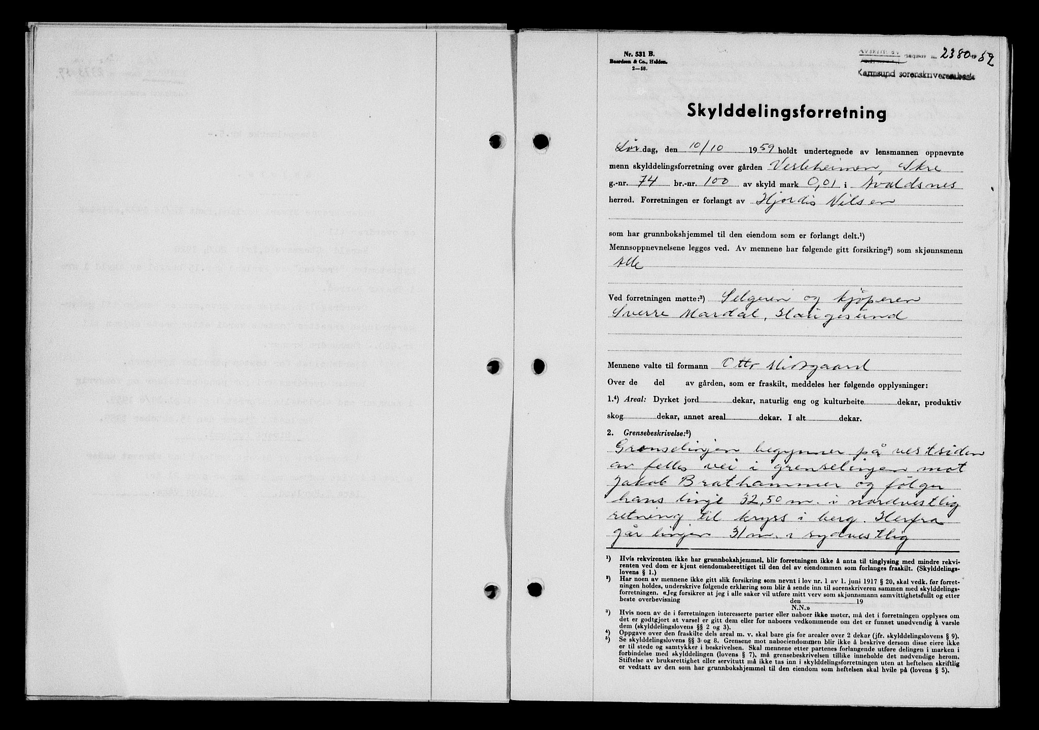 Karmsund sorenskriveri, SAST/A-100311/01/II/IIB/L0132: Pantebok nr. 112A, 1959-1959, Dagboknr: 2380/1959