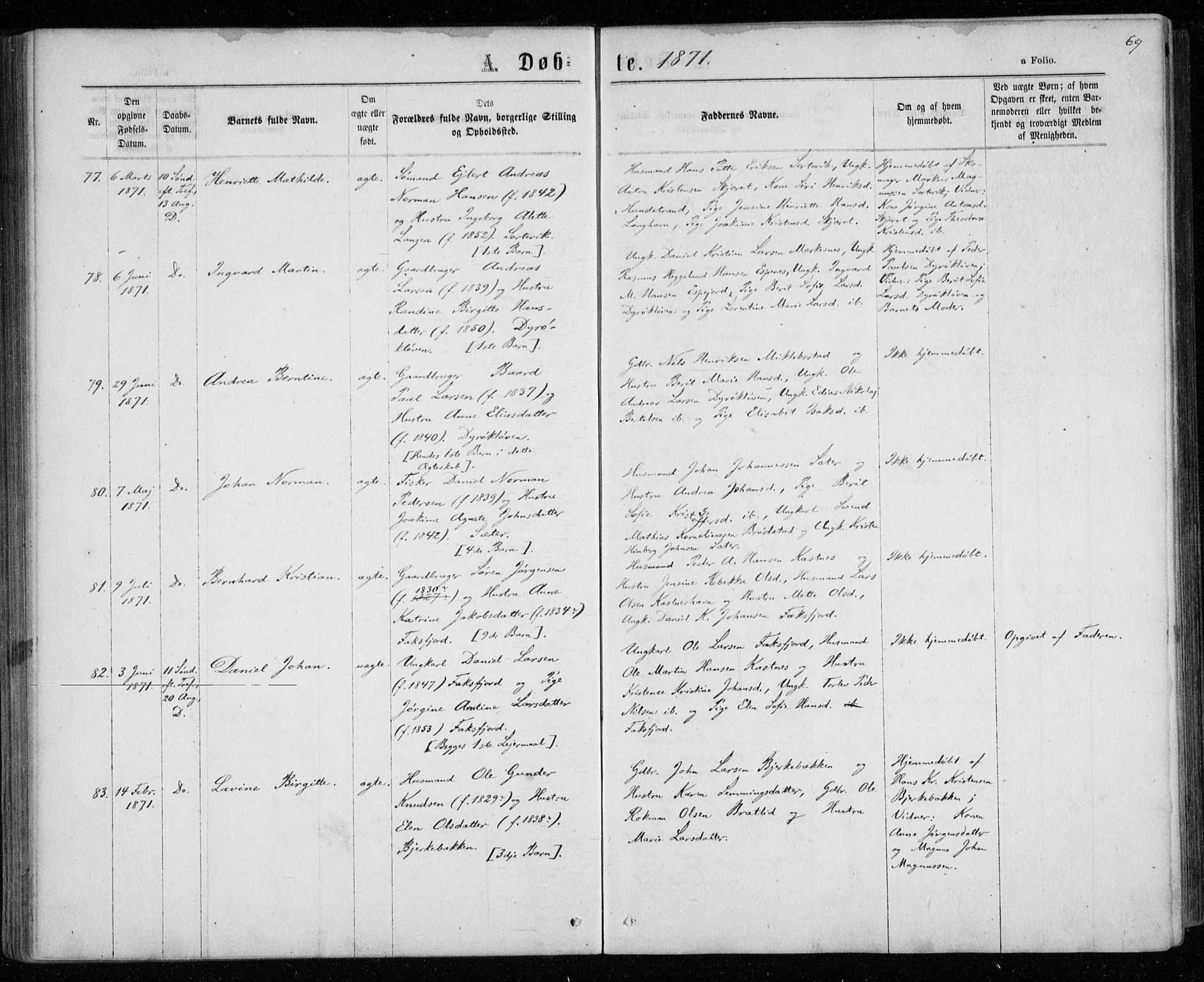 Tranøy sokneprestkontor, AV/SATØ-S-1313/I/Ia/Iaa/L0008kirke: Ministerialbok nr. 8, 1867-1877, s. 69