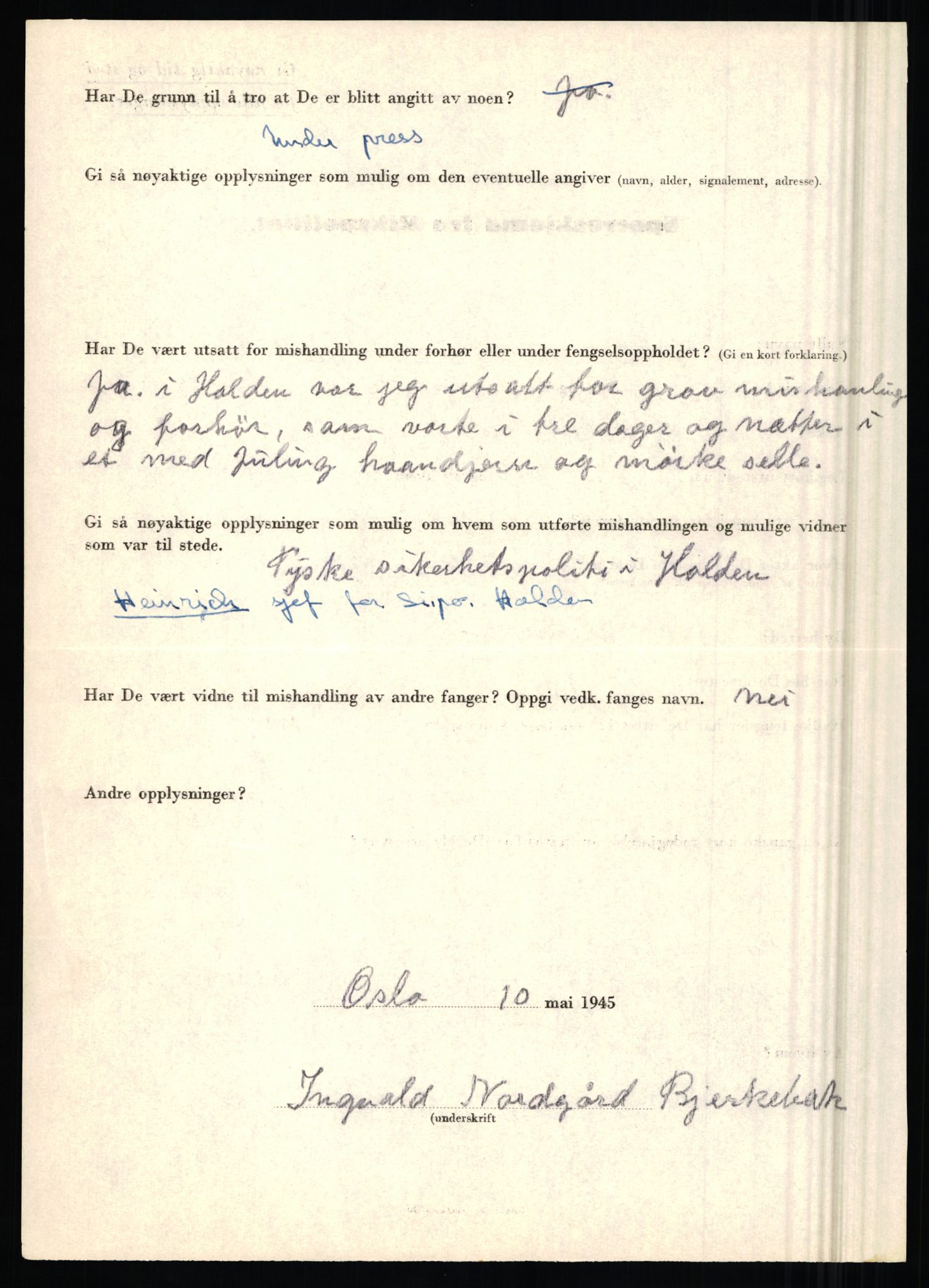 Rikspolitisjefen, AV/RA-S-1560/L/L0012: Mogensen, Øivind - Noraas, Lars, 1940-1945, s. 1011