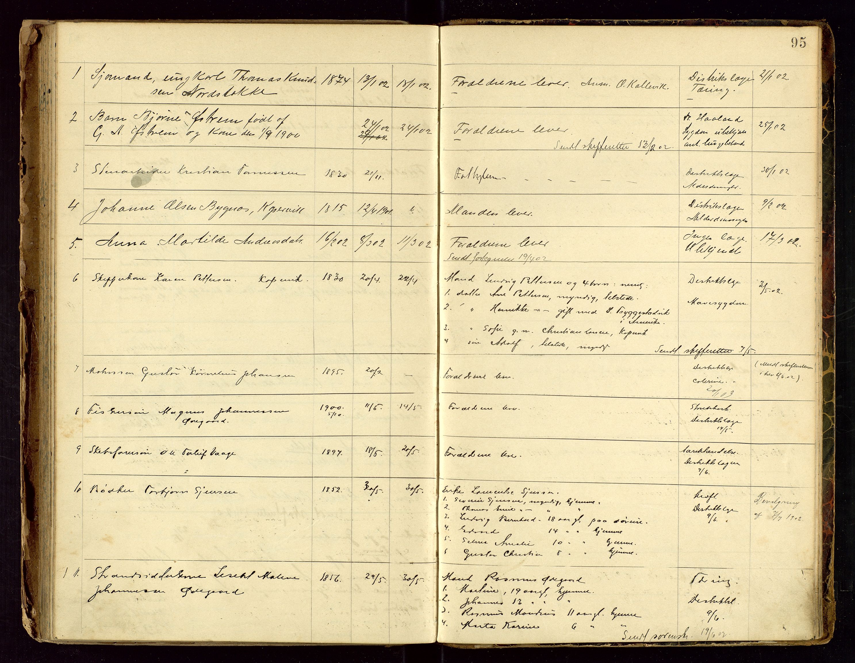 Avaldsnes lensmannskontor, SAST/A-100286/Gga/L0001: "Dødslistene Avaldsnæs Prtgd  2 - 87  Kopervig Sogn  38 - 120", 1897-1916, s. 95