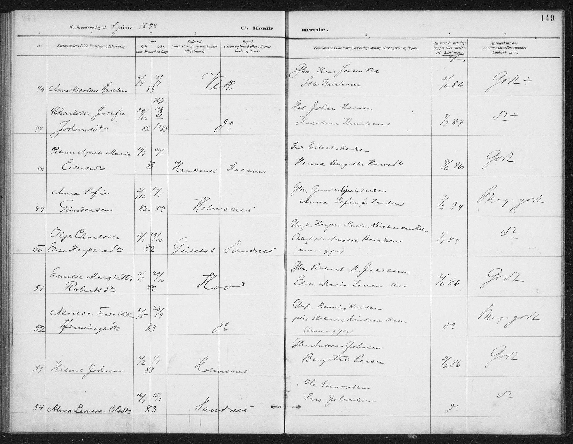 Ministerialprotokoller, klokkerbøker og fødselsregistre - Nordland, AV/SAT-A-1459/888/L1245: Ministerialbok nr. 888A11, 1888-1900, s. 149